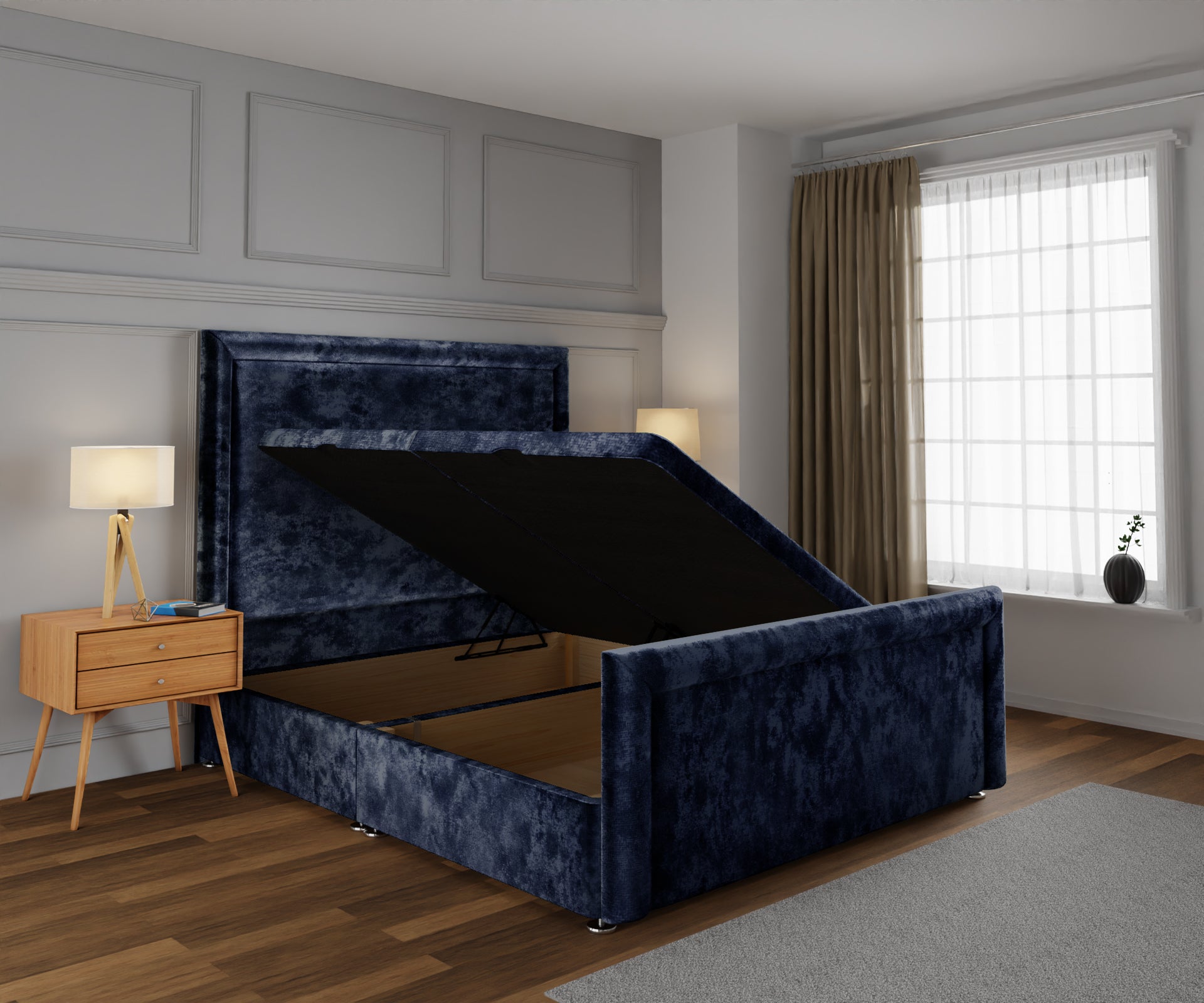 Lia Ottoman Storage Divan Bed Base And Headboard With Footboard