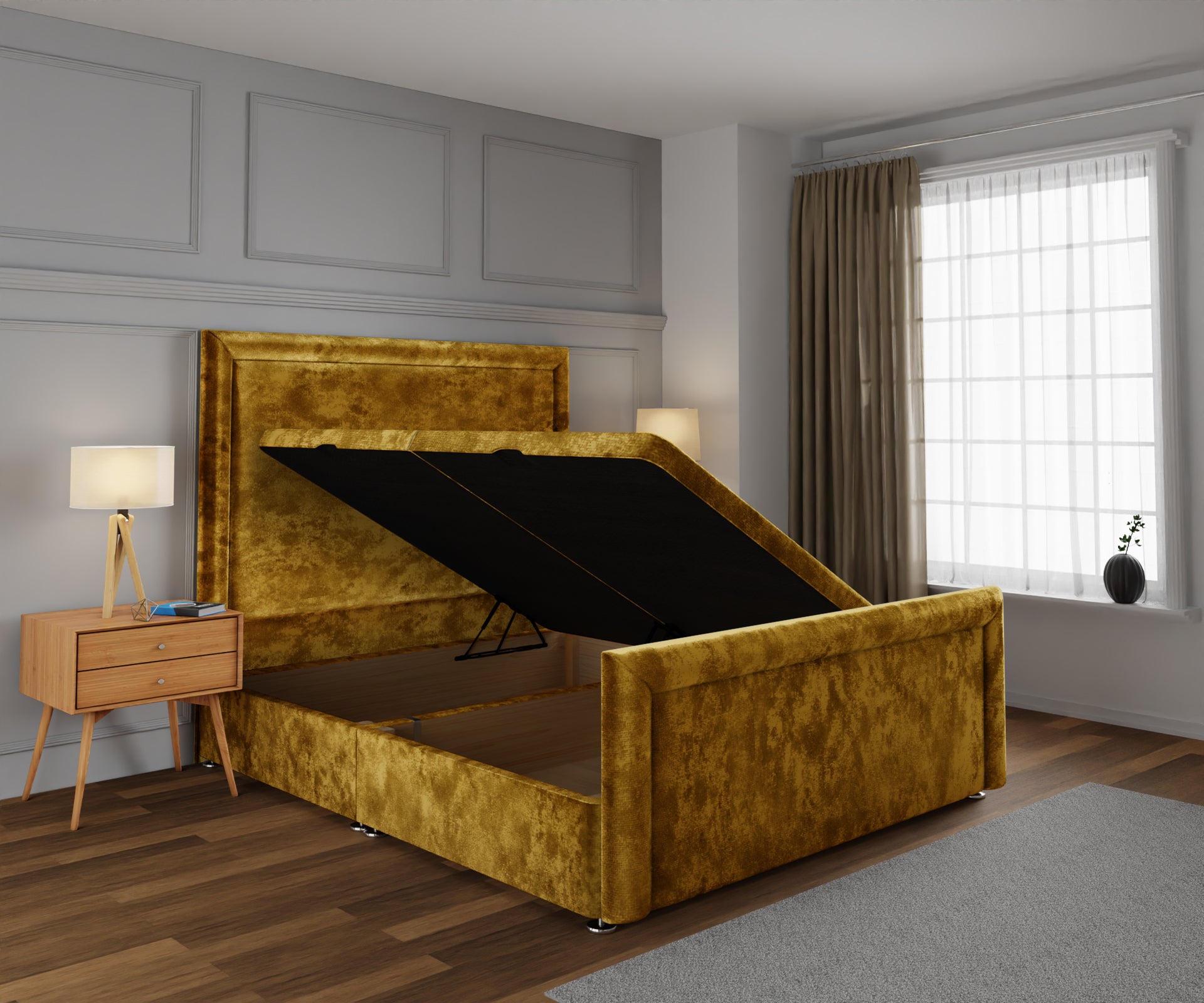 Lia Ottoman Storage Divan Bed Base And Headboard With Footboard