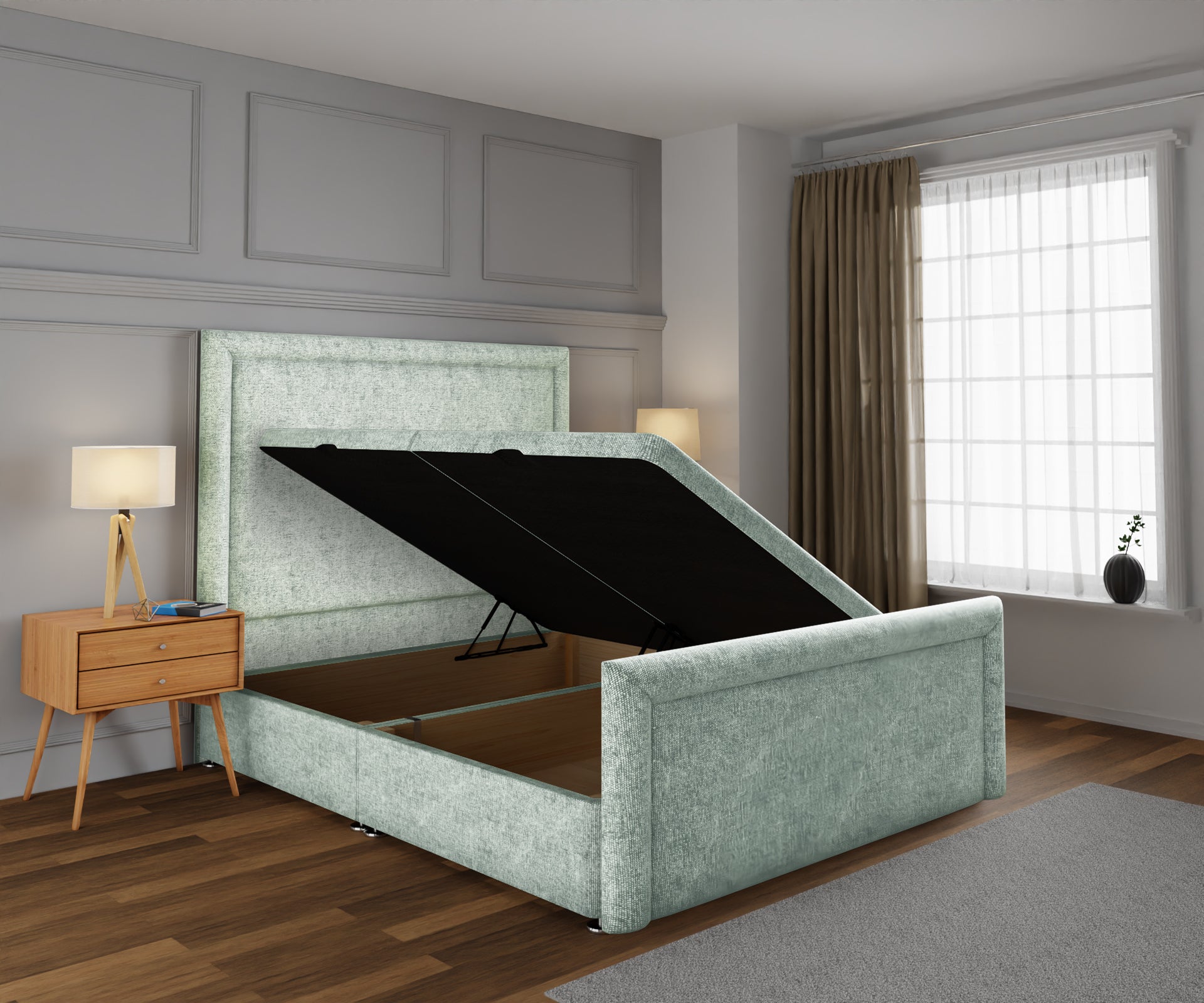 Lia Ottoman Storage Divan Bed Base And Headboard With Footboard