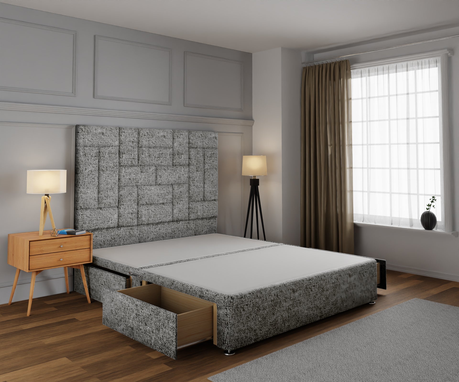 Majestic Multi Panel Divan Bed Base With Headboard