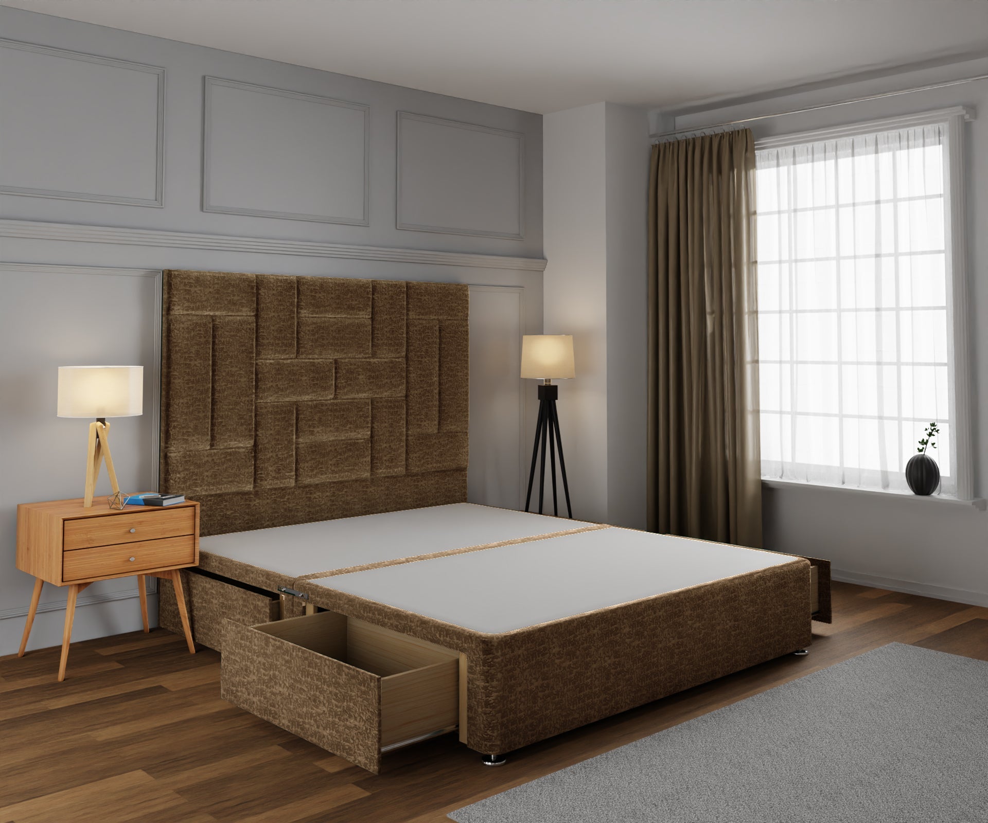 Majestic Multi Panel Divan Bed Base With Headboard