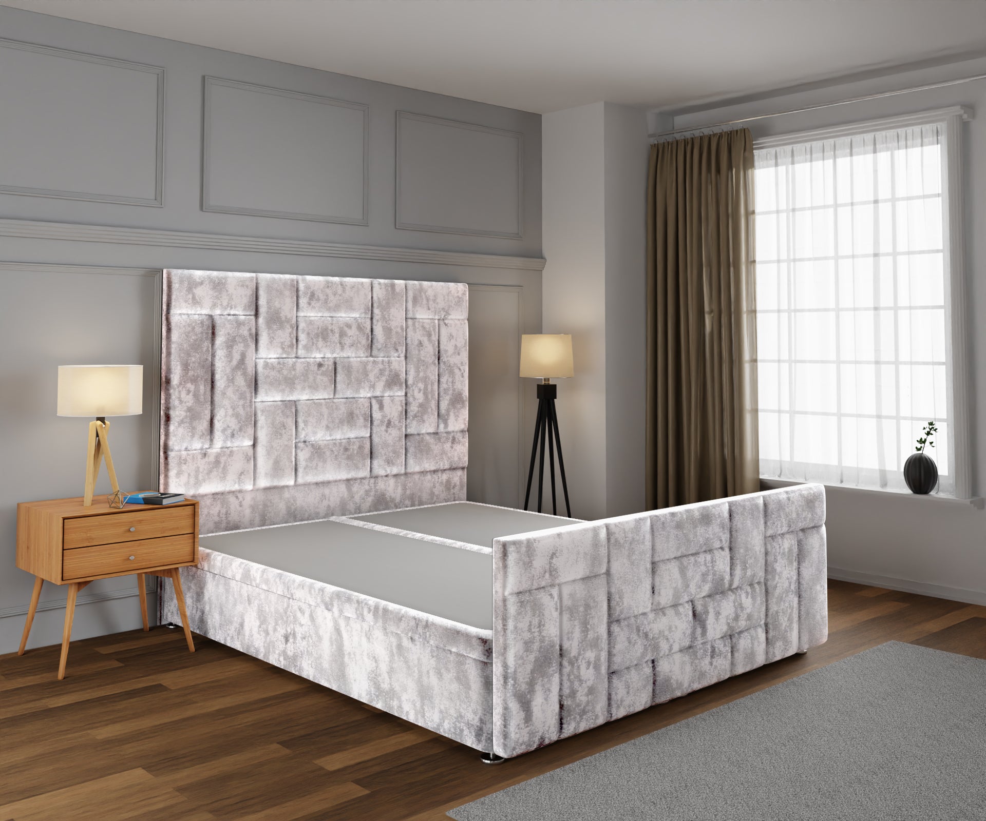 Majestic Multi Panel Ottoman Storage Divan Bed Base And Headboard With Footboard