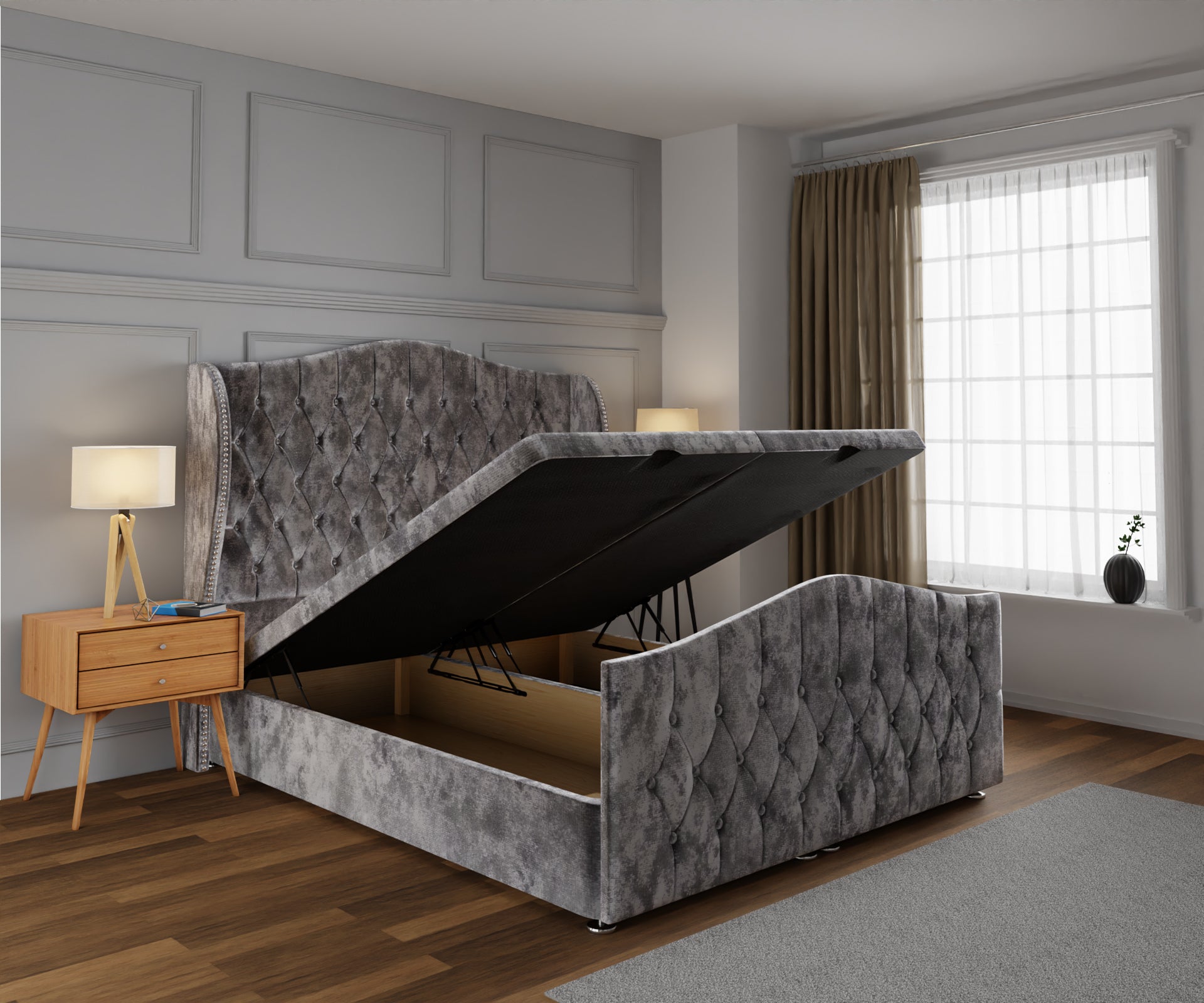 Marylebone Ottoman Storage Divan Bed Base And Headboard With Footboard