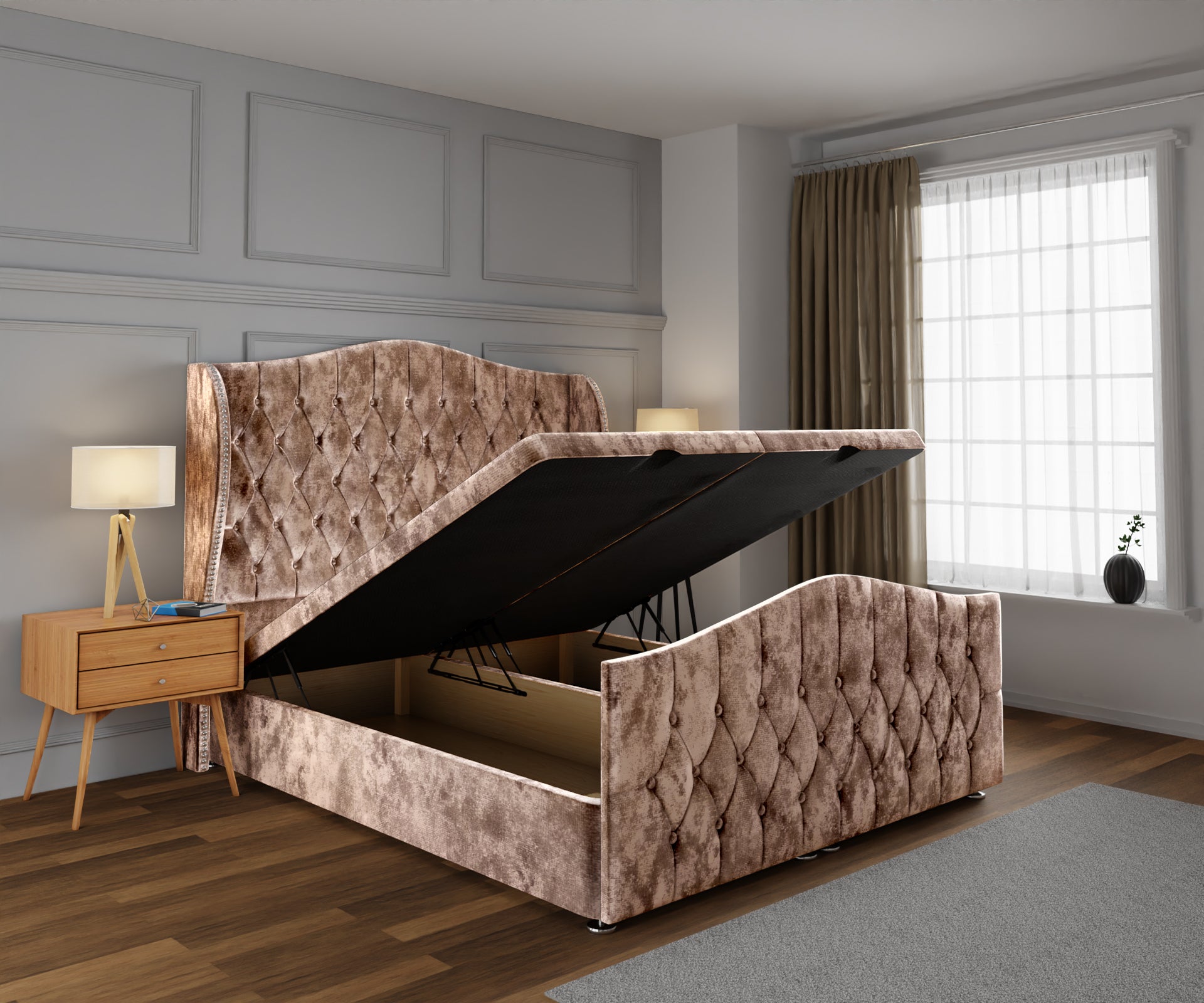 Marylebone Ottoman Storage Divan Bed Base And Headboard With Footboard