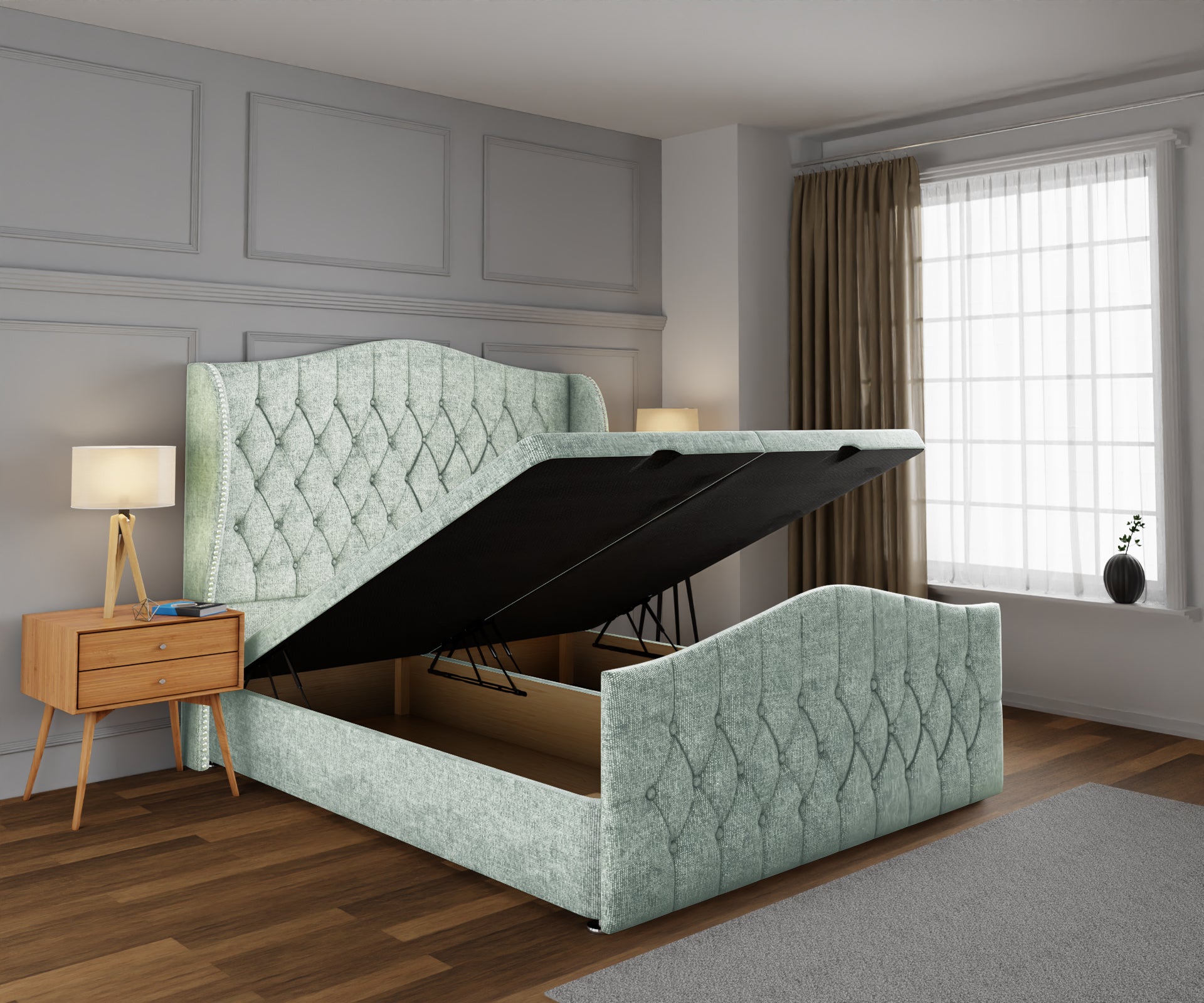 Marylebone Ottoman Storage Divan Bed Base And Headboard With Footboard