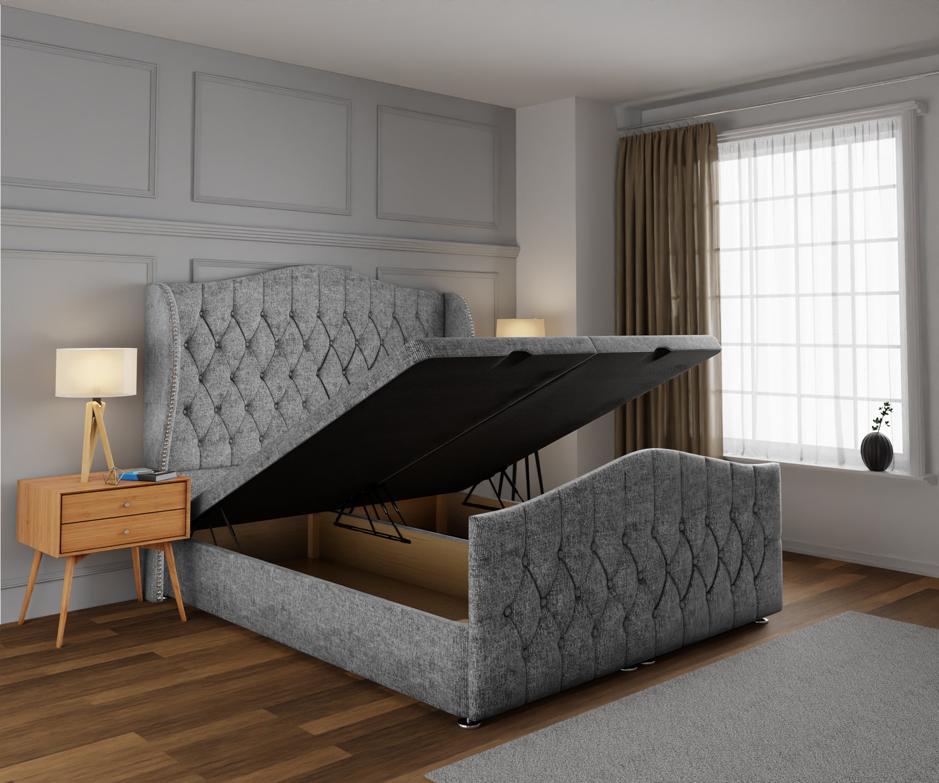 Marylebone Ottoman Storage Divan Bed Base And Headboard With Footboard