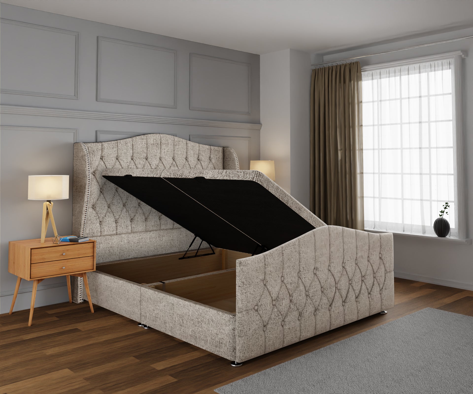 Marylebone Ottoman Storage Divan Bed Base And Headboard With Footboard