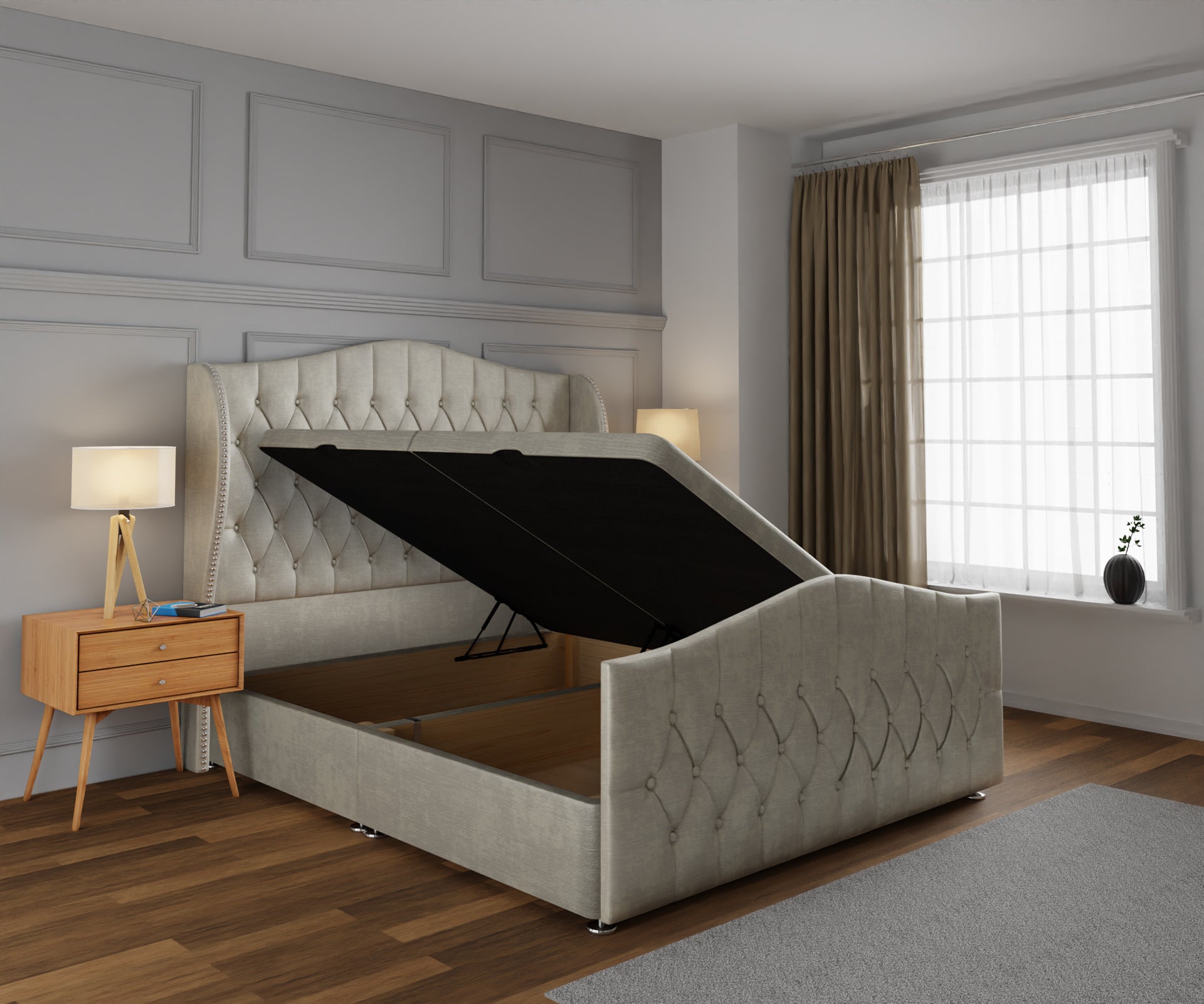 Marylebone Ottoman Storage Divan Bed Base And Headboard With Footboard