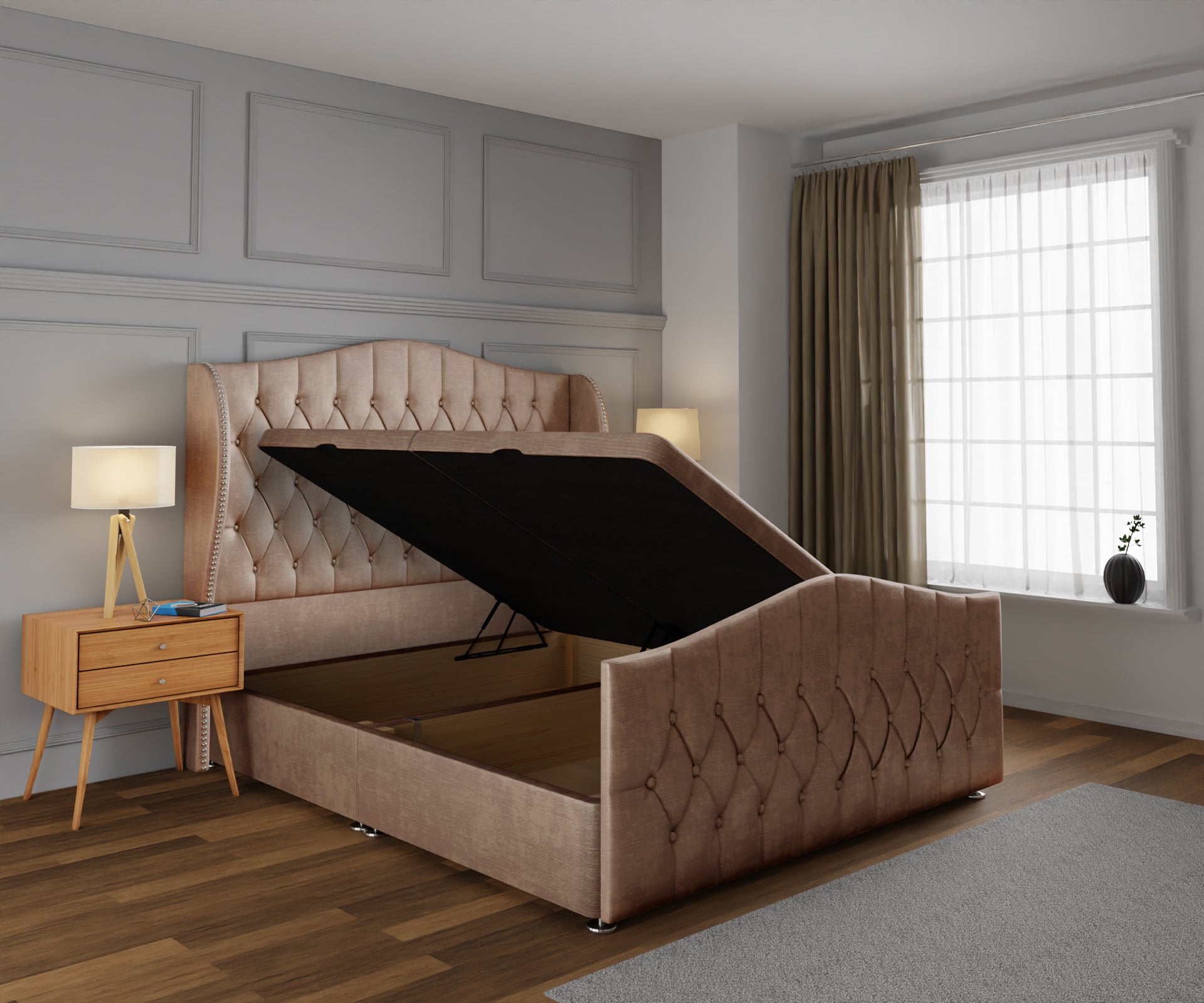 Marylebone Ottoman Storage Divan Bed Base And Headboard With Footboard