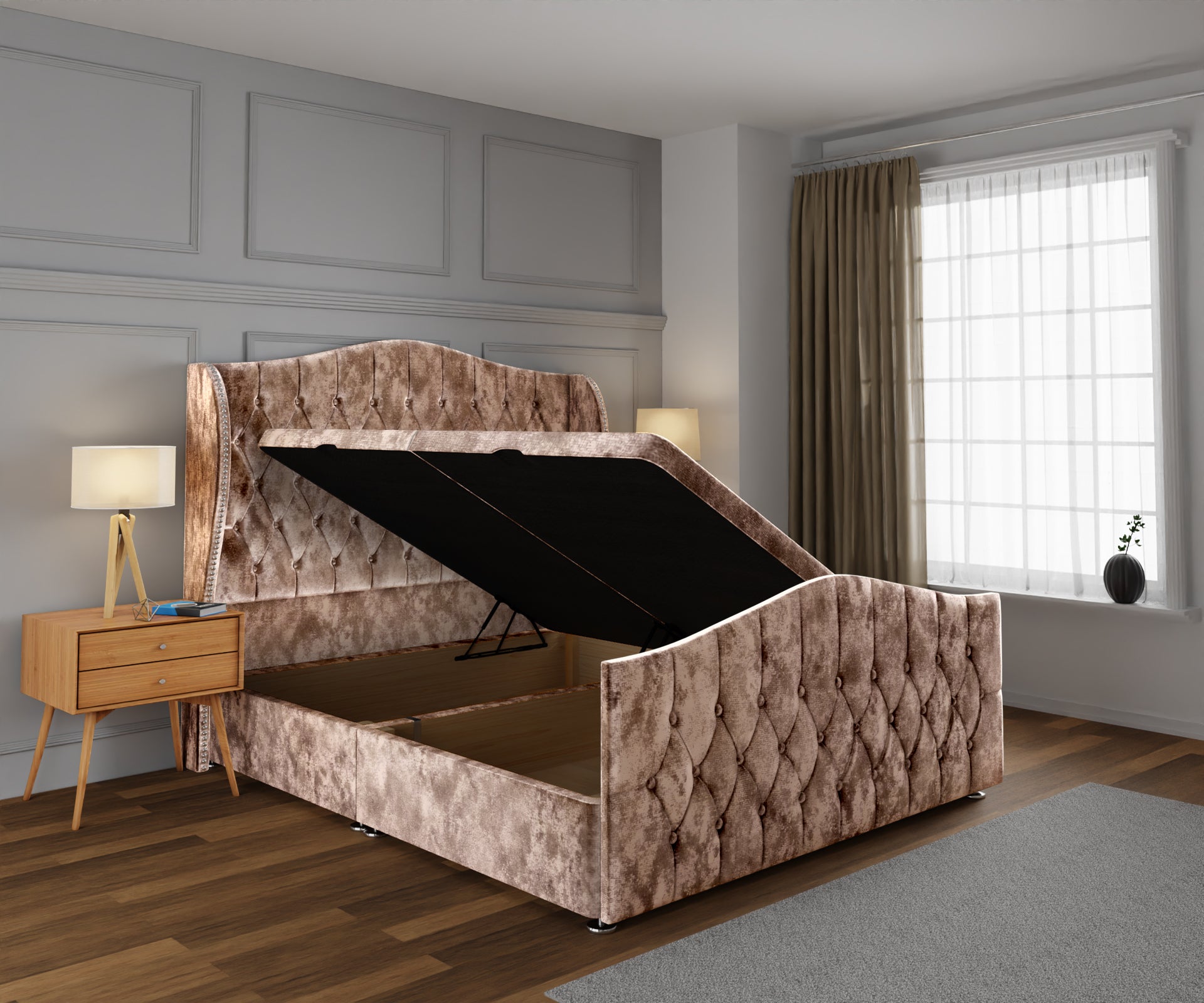 Marylebone Ottoman Storage Divan Bed Base And Headboard With Footboard