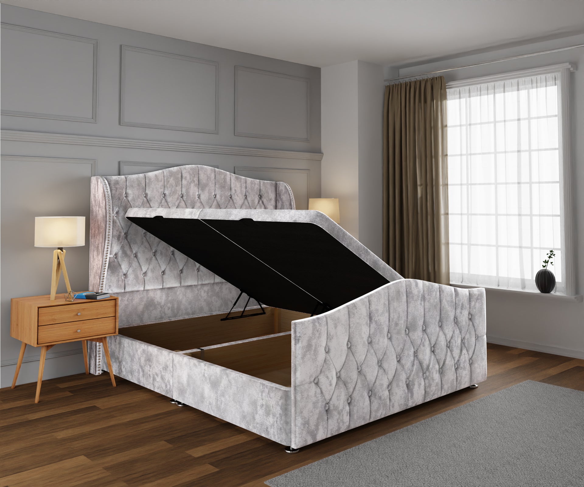 Marylebone Ottoman Storage Divan Bed Base And Headboard With Footboard