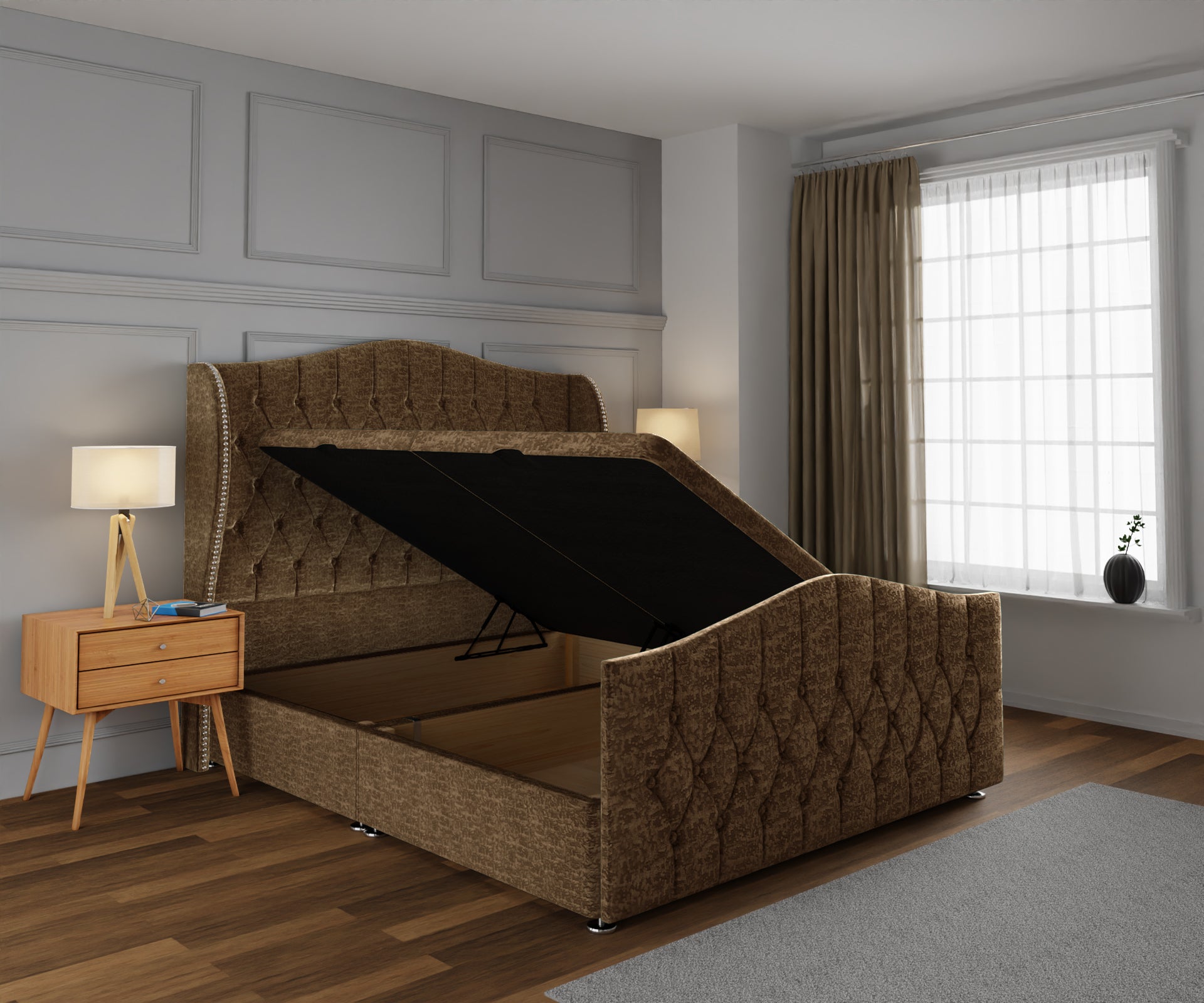 Marylebone Ottoman Storage Divan Bed Base And Headboard With Footboard