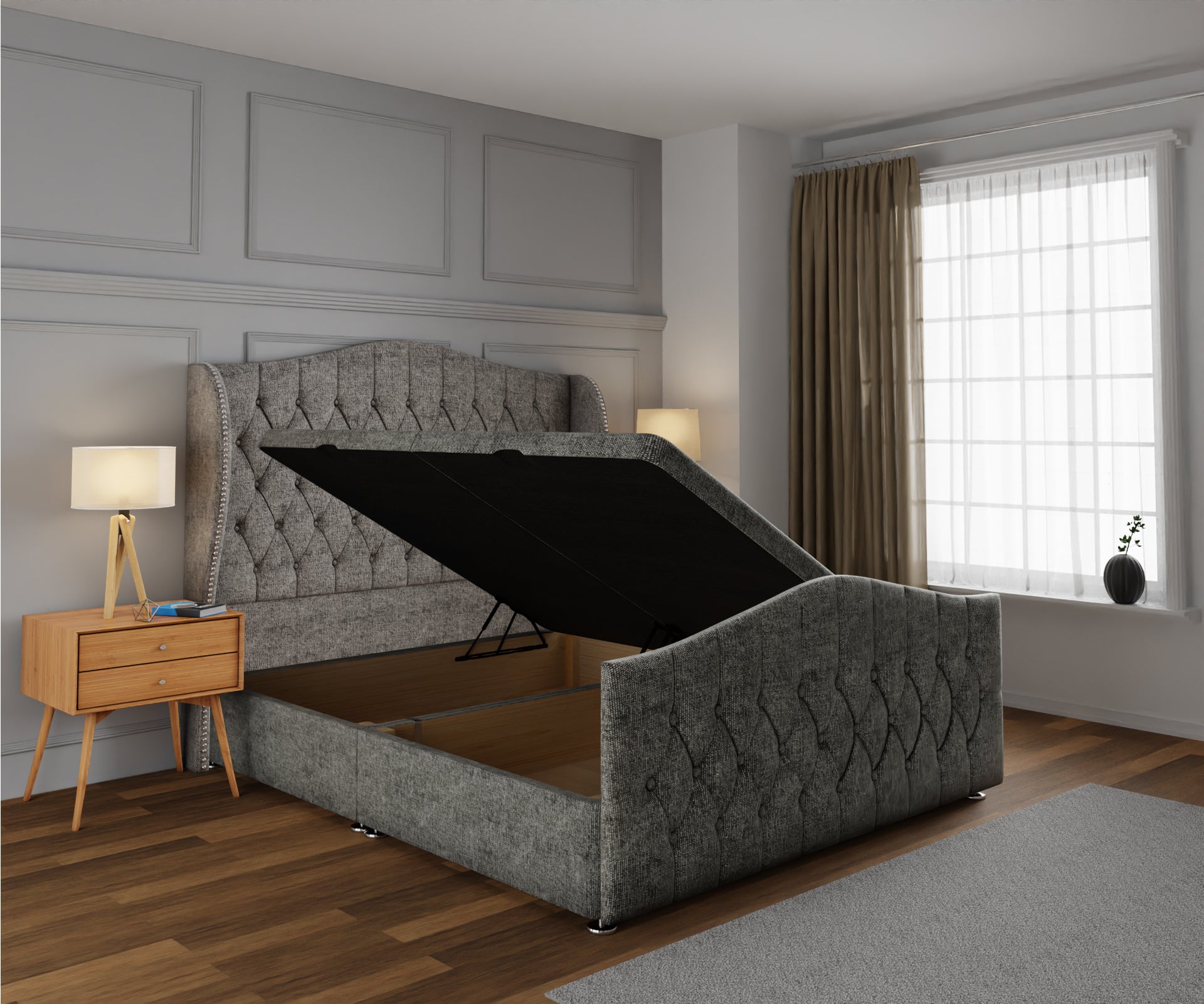 Marylebone Ottoman Storage Divan Bed Base And Headboard With Footboard