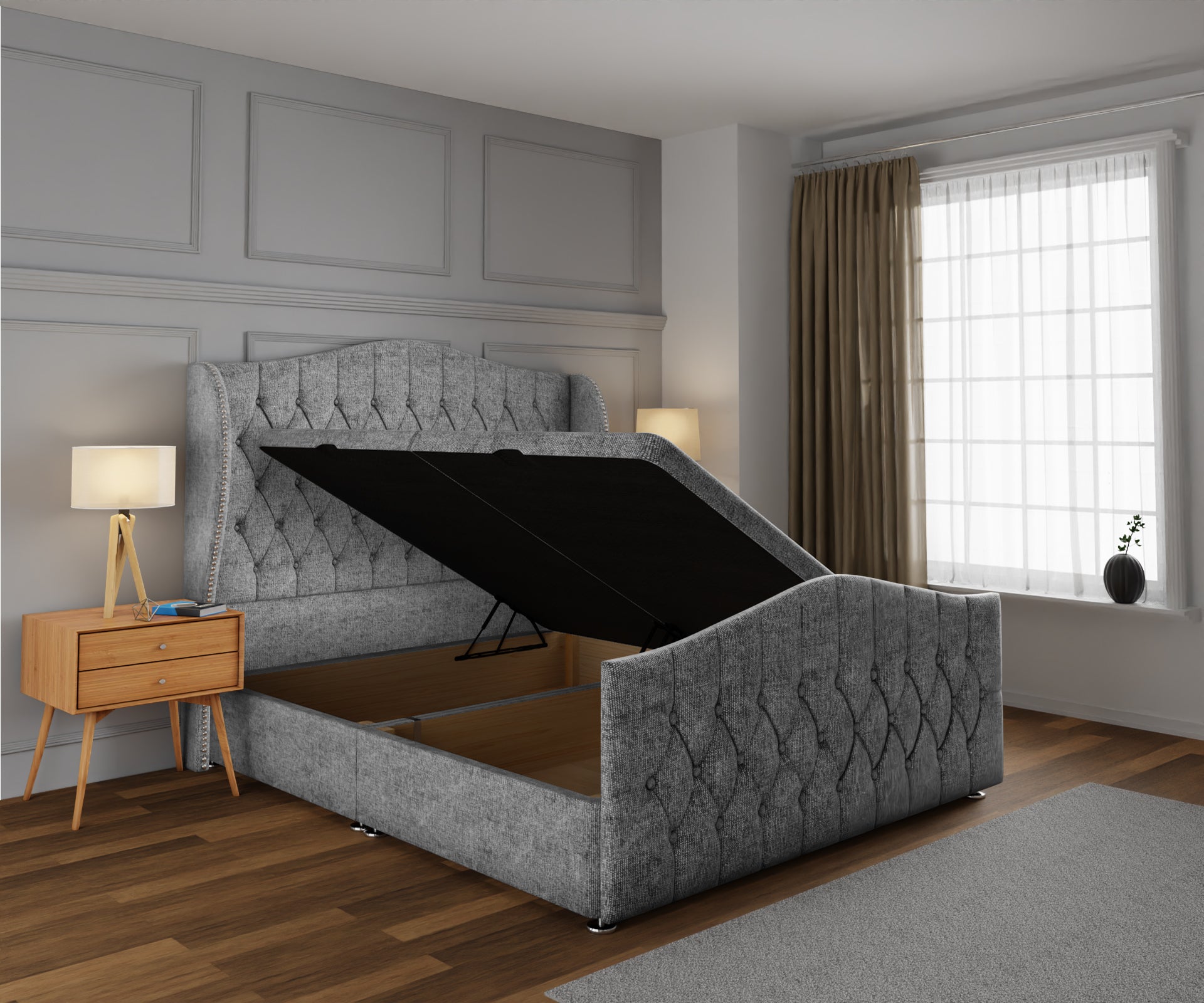 Marylebone Ottoman Storage Divan Bed Base And Headboard With Footboard