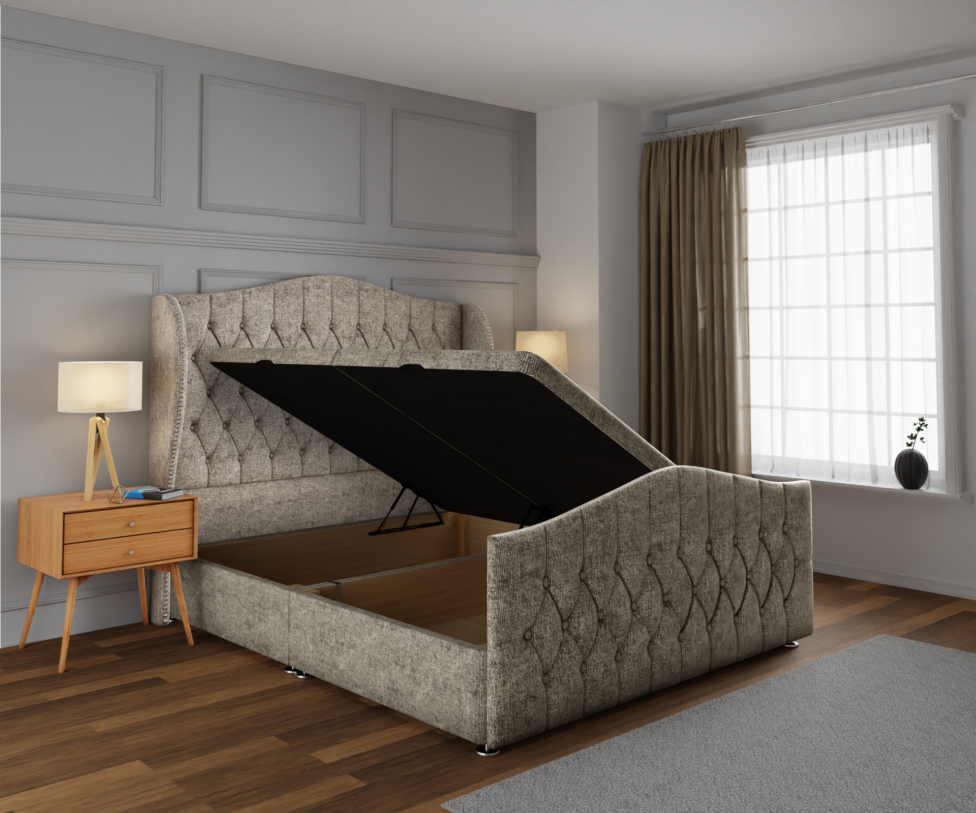 Marylebone Ottoman Storage Divan Bed Base And Headboard With Footboard