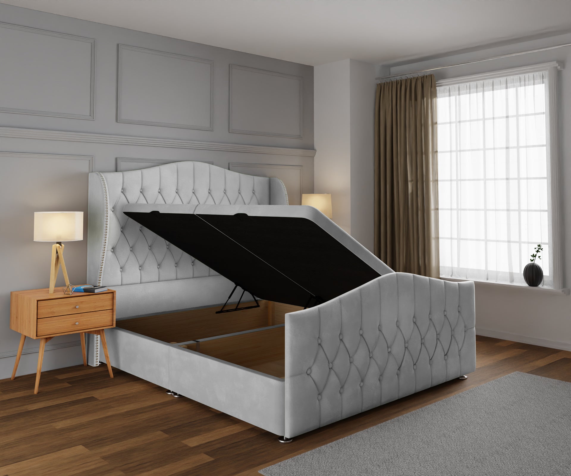 Marylebone Ottoman Storage Divan Bed Base And Headboard With Footboard