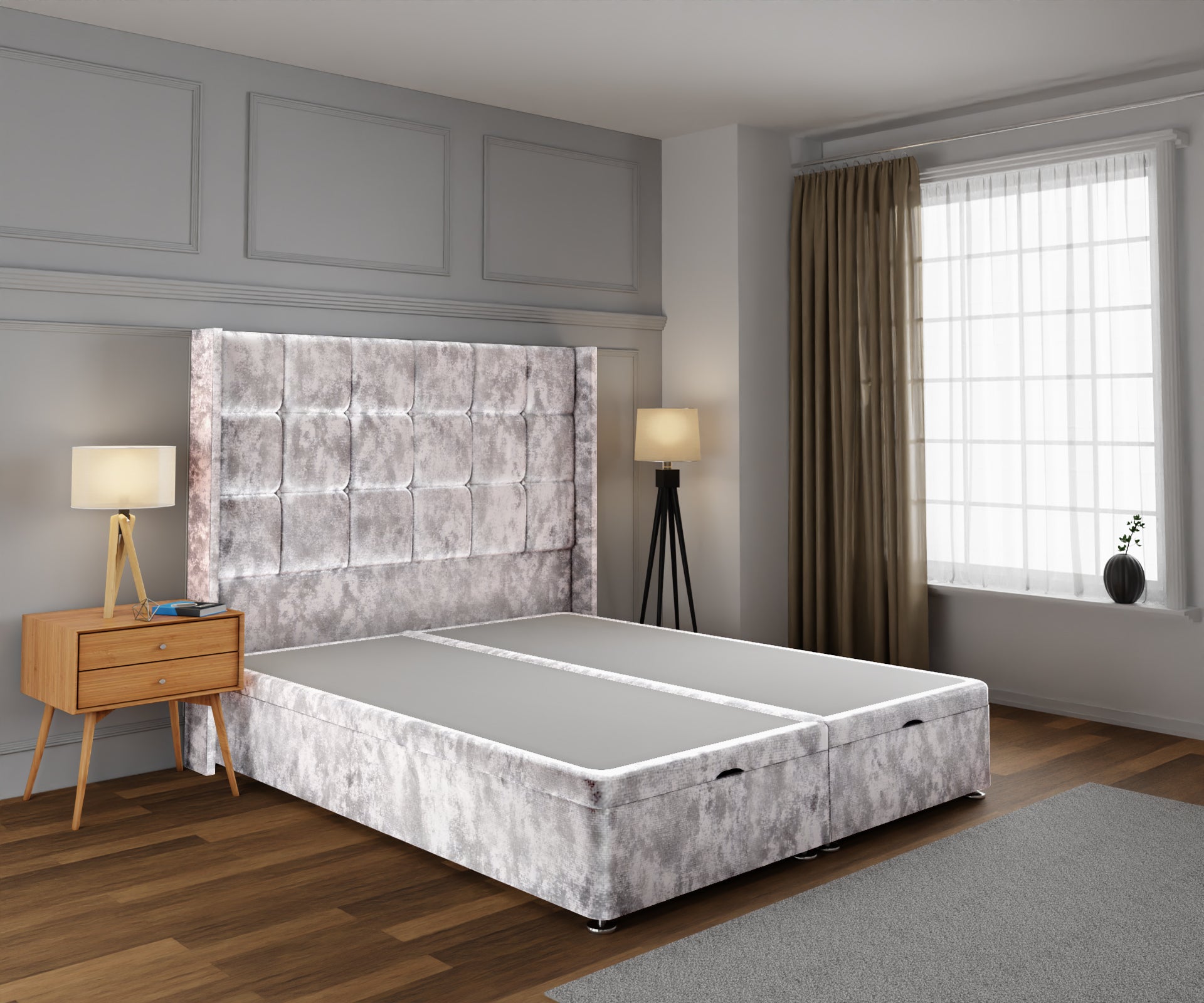 Mayfair Ottoman Storage Divan Bed Base With Headboard