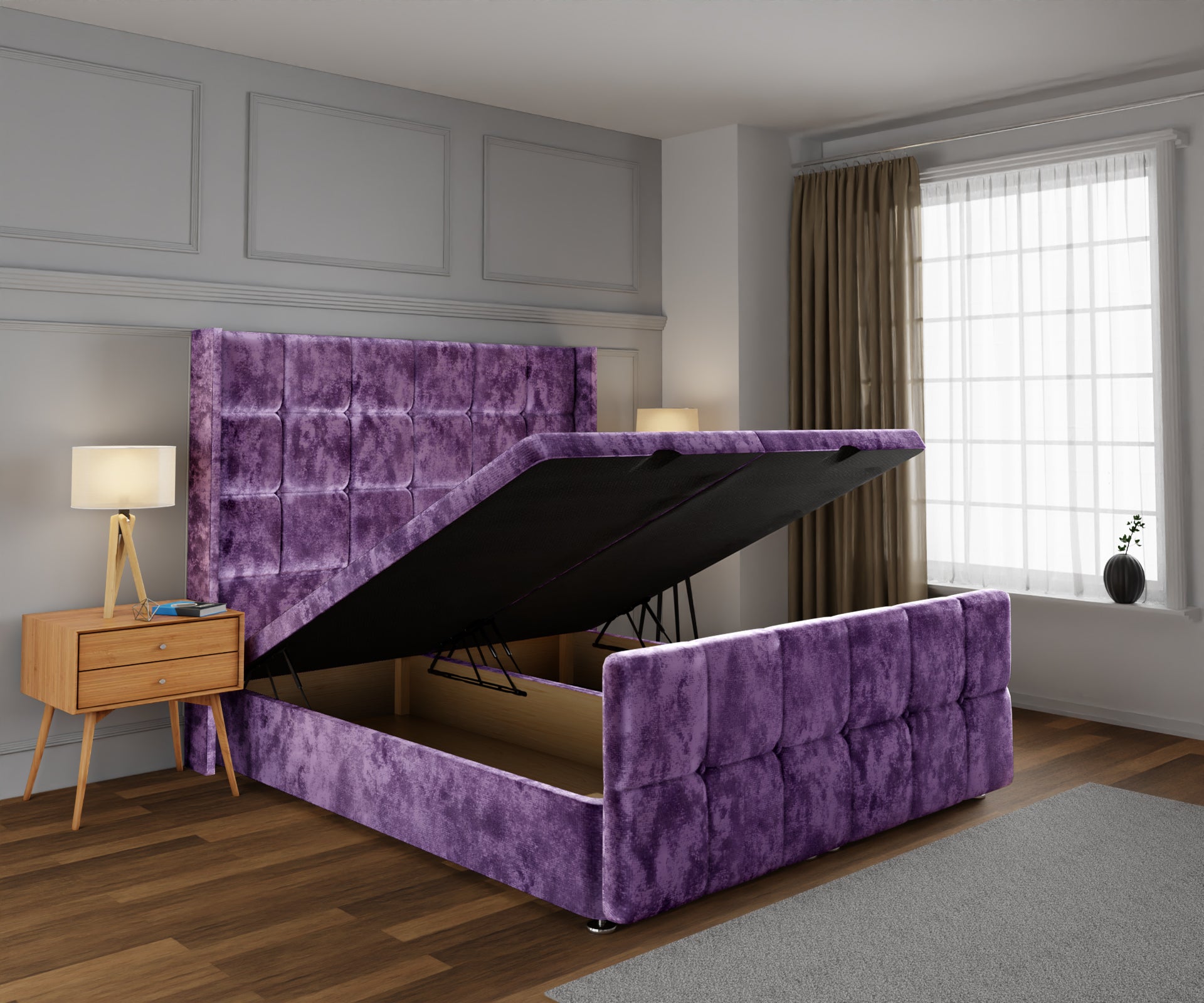 Mayfair Ottoman Storage Divan Bed Base And Headboard With Footboard