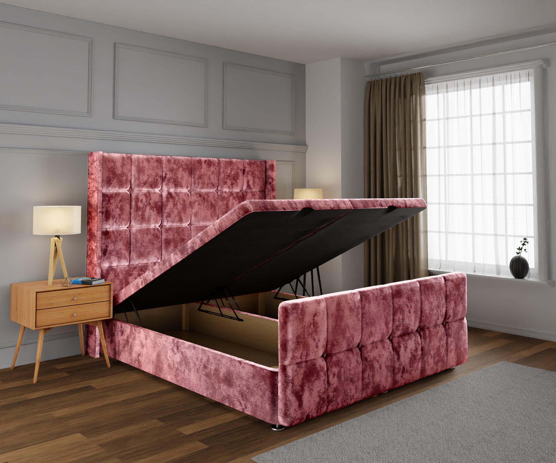 Mayfair Ottoman Storage Divan Bed Base And Headboard With Footboard