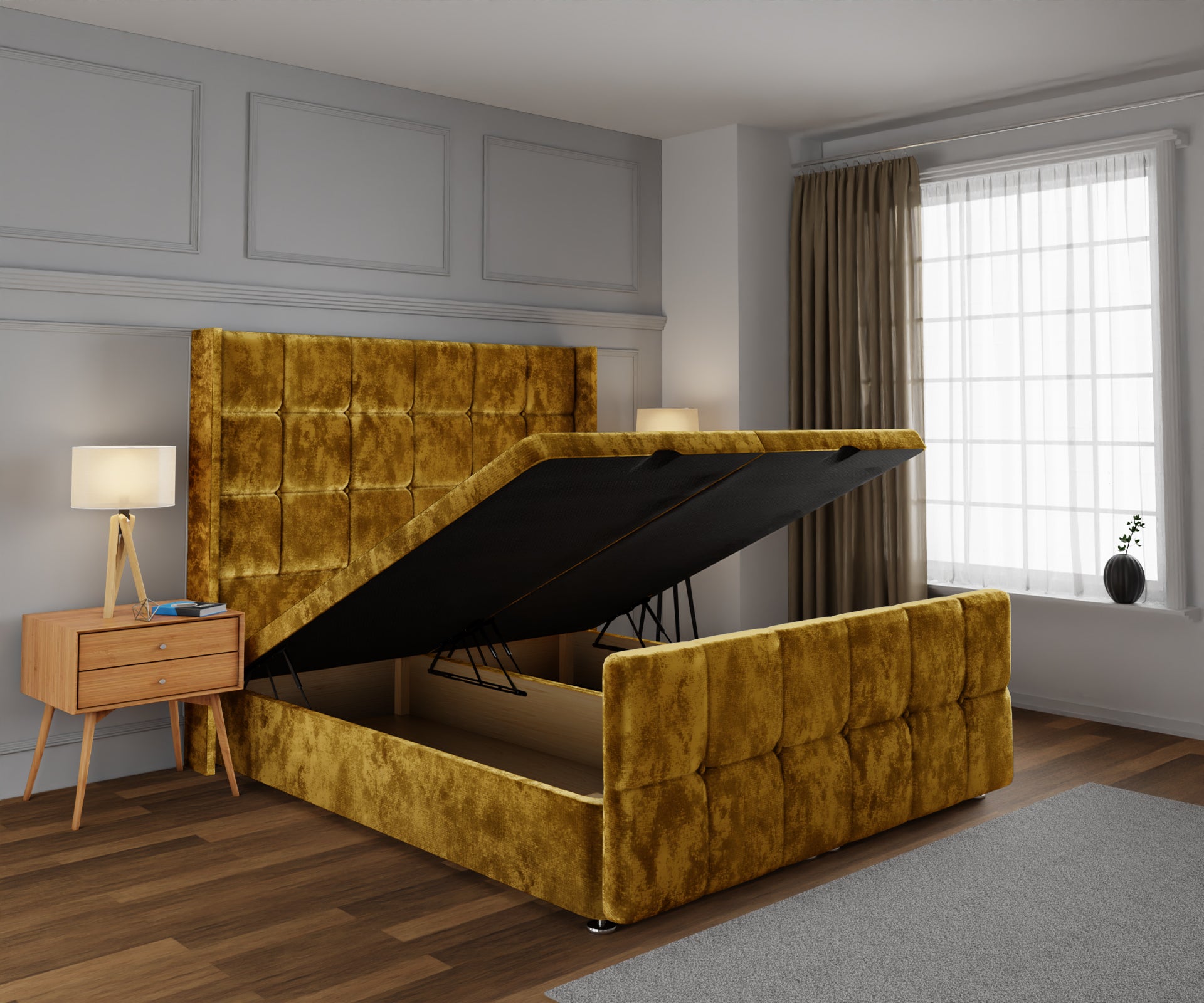 Mayfair Ottoman Storage Divan Bed Base And Headboard With Footboard