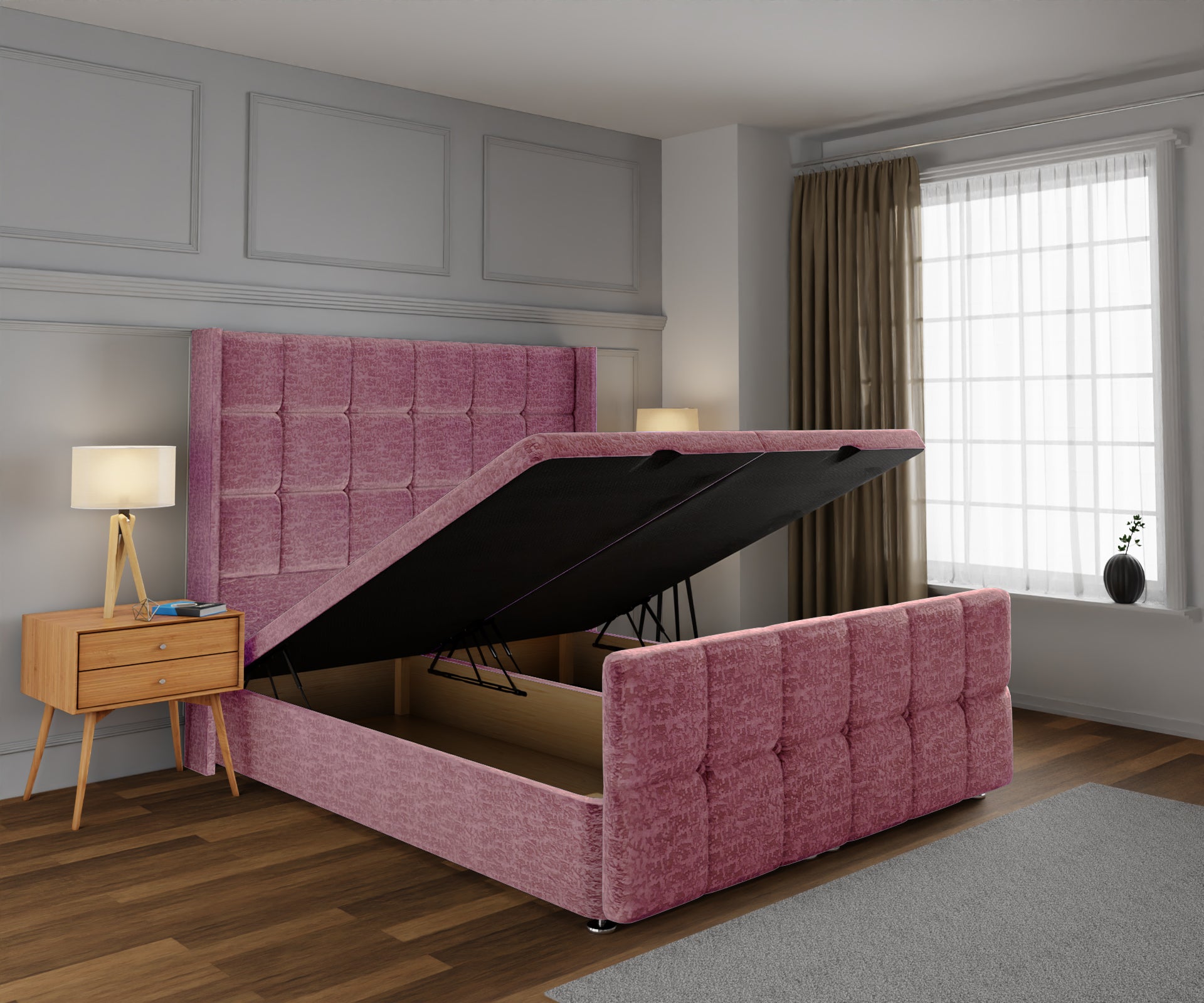 Mayfair Ottoman Storage Divan Bed Base And Headboard With Footboard