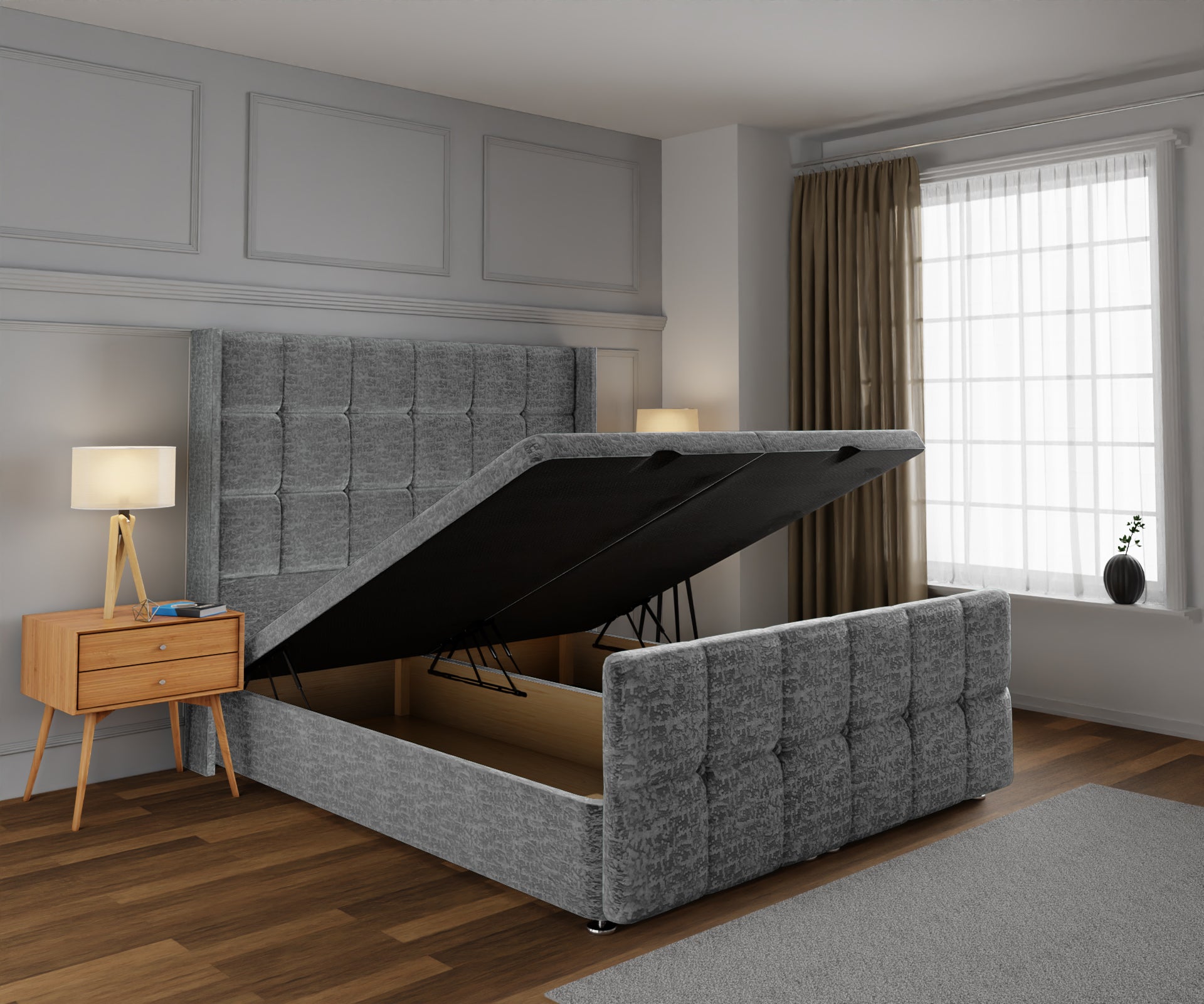 Mayfair Ottoman Storage Divan Bed Base And Headboard With Footboard