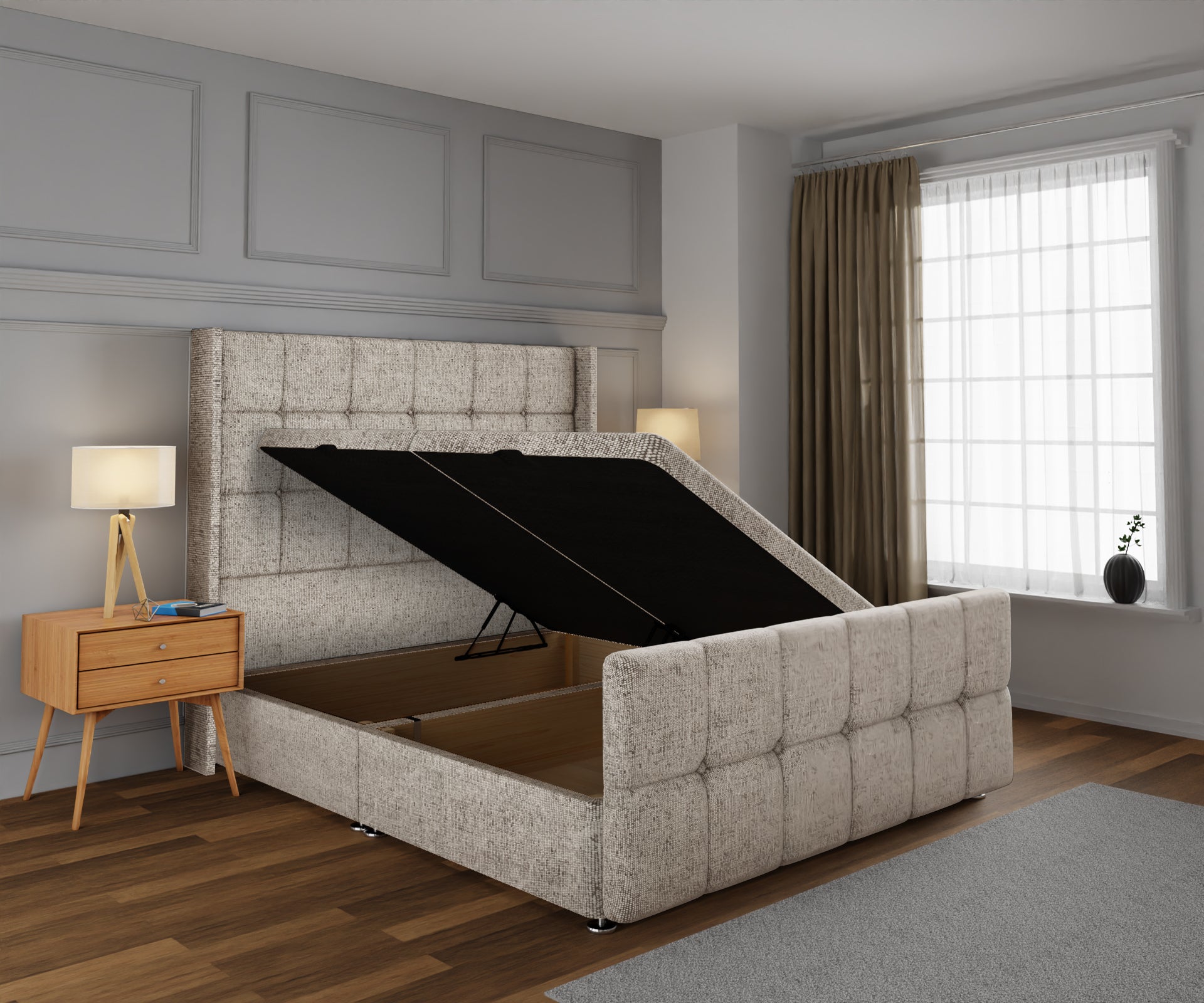 Mayfair Ottoman Storage Divan Bed Base And Headboard With Footboard