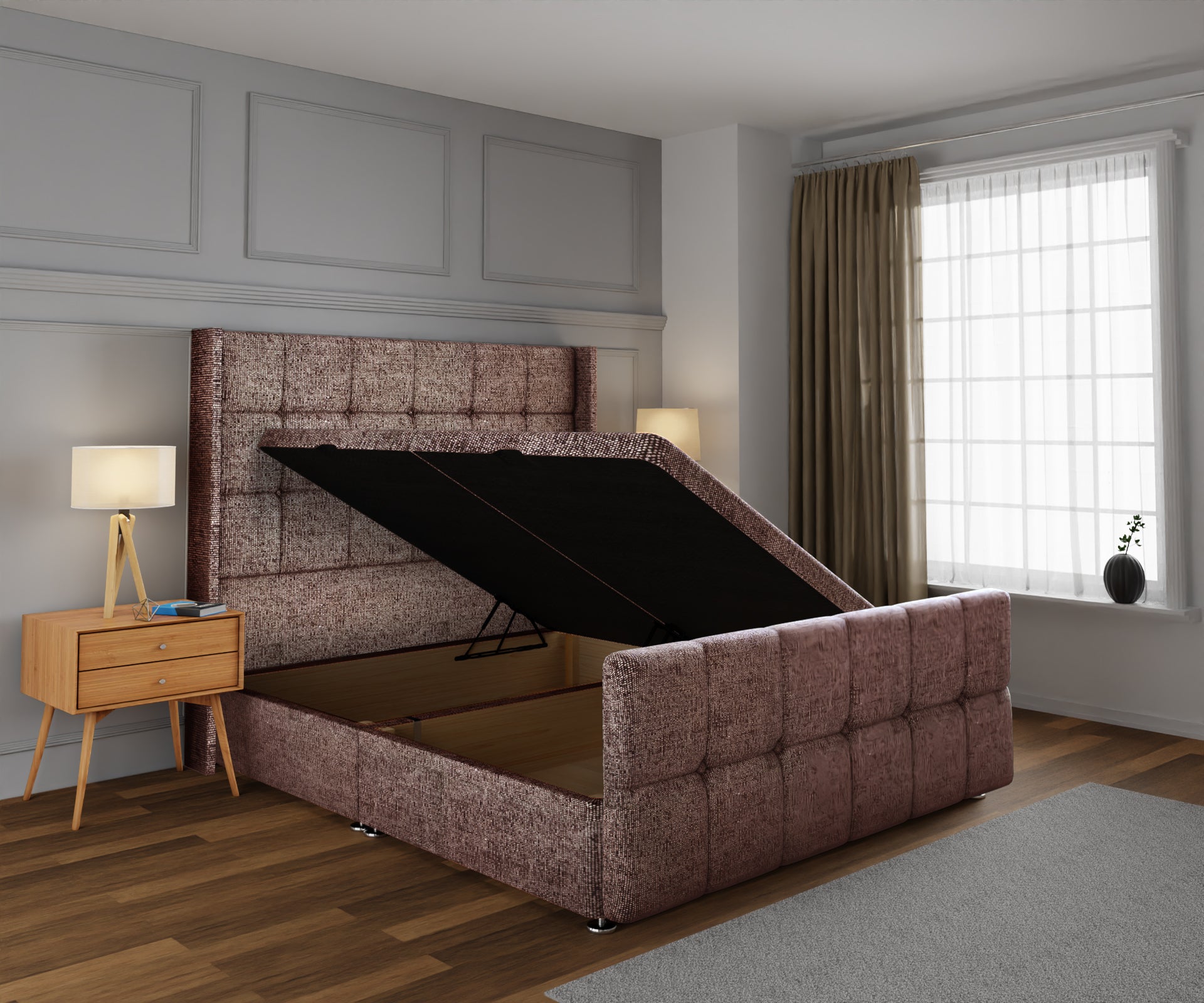 Mayfair Ottoman Storage Divan Bed Base And Headboard With Footboard