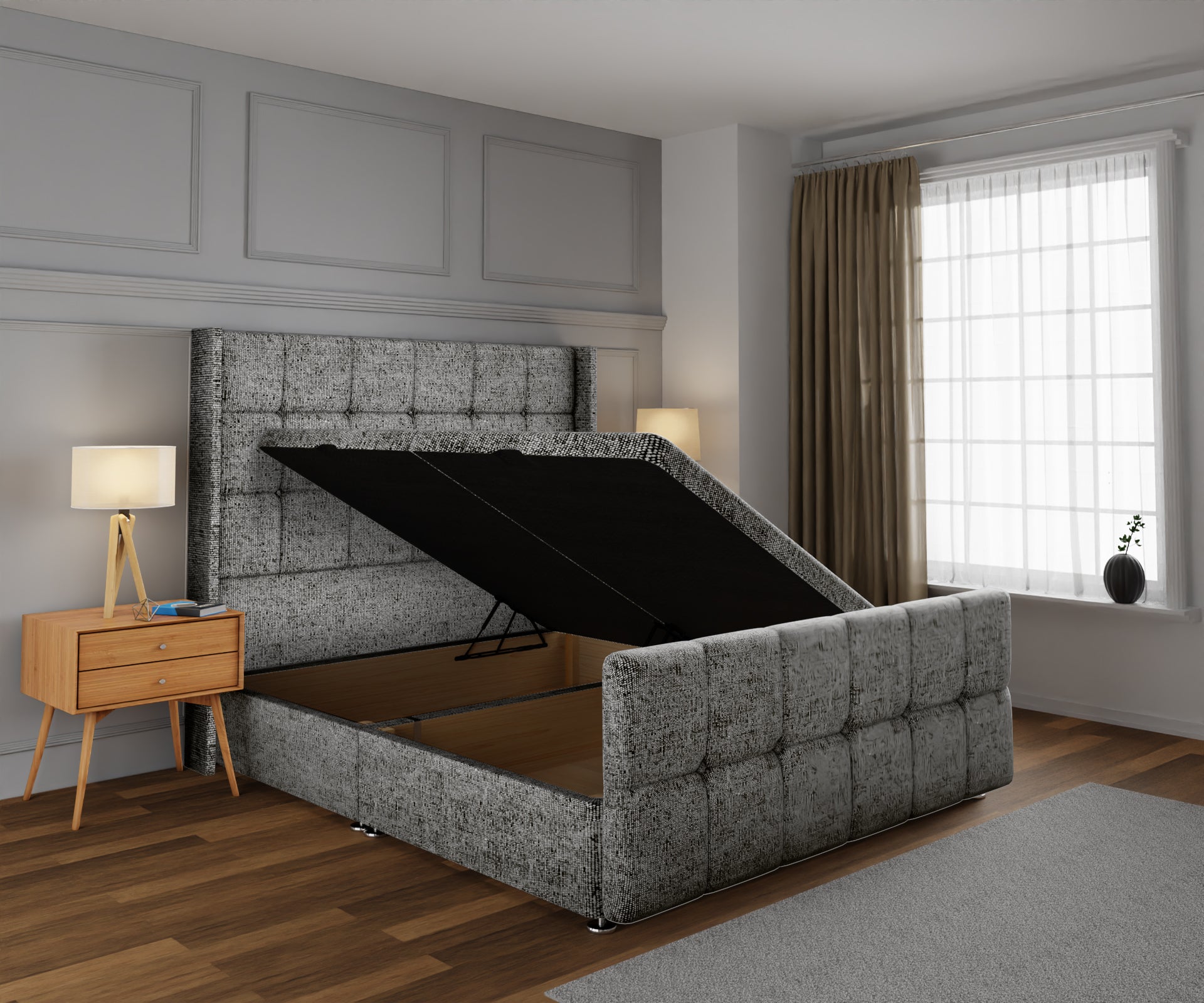 Mayfair Ottoman Storage Divan Bed Base And Headboard With Footboard