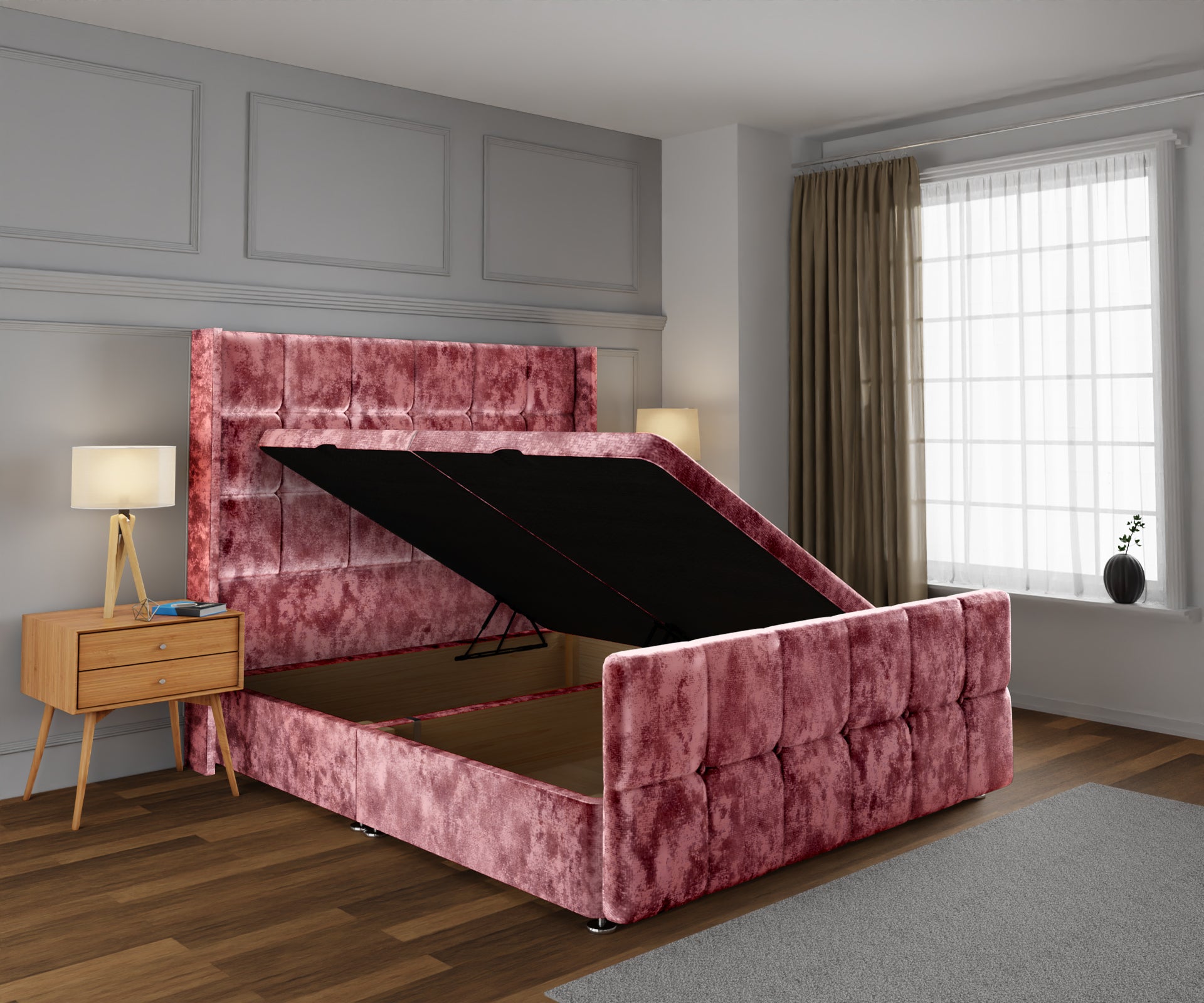 Mayfair Ottoman Storage Divan Bed Base And Headboard With Footboard