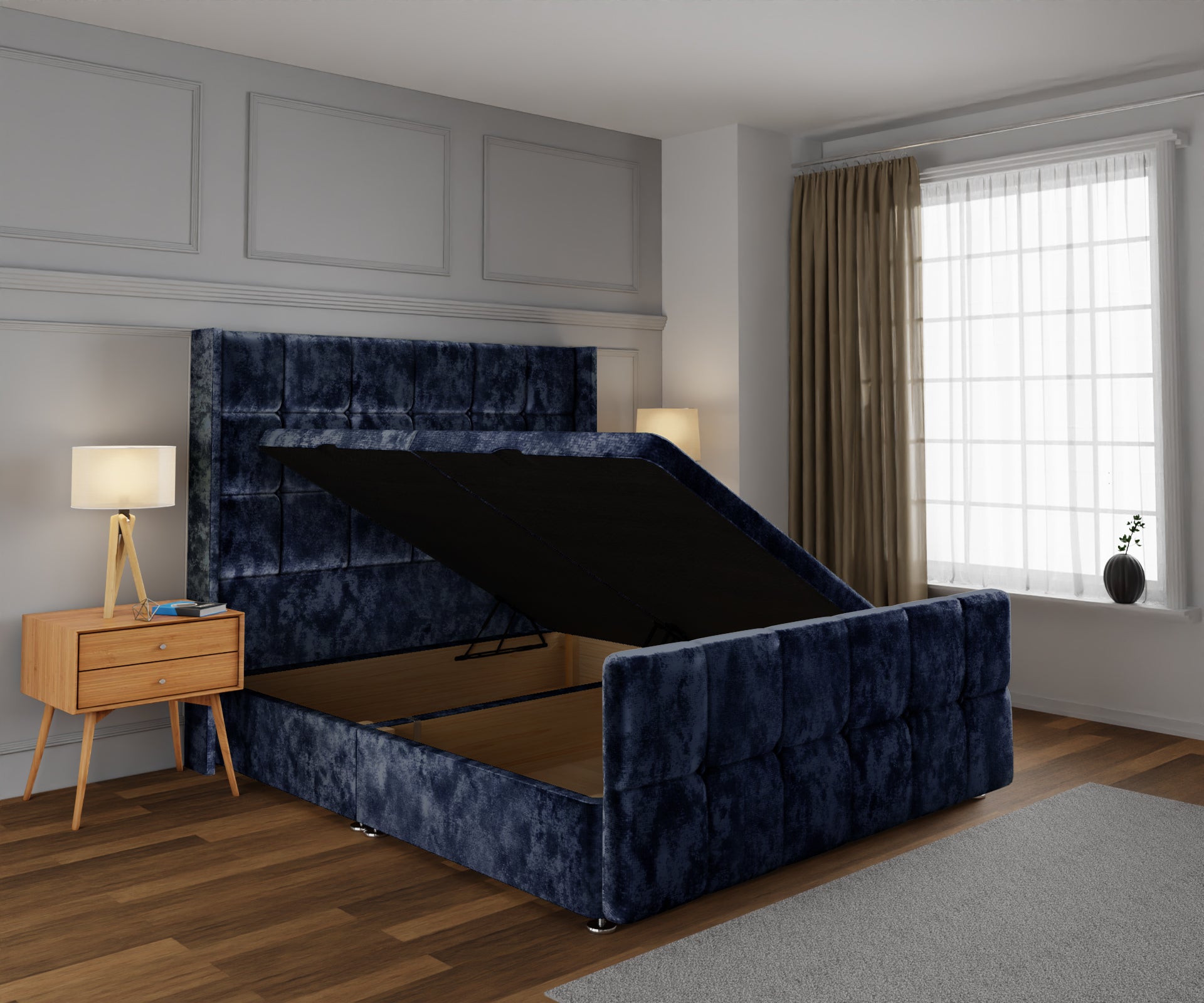 Mayfair Ottoman Storage Divan Bed Base And Headboard With Footboard