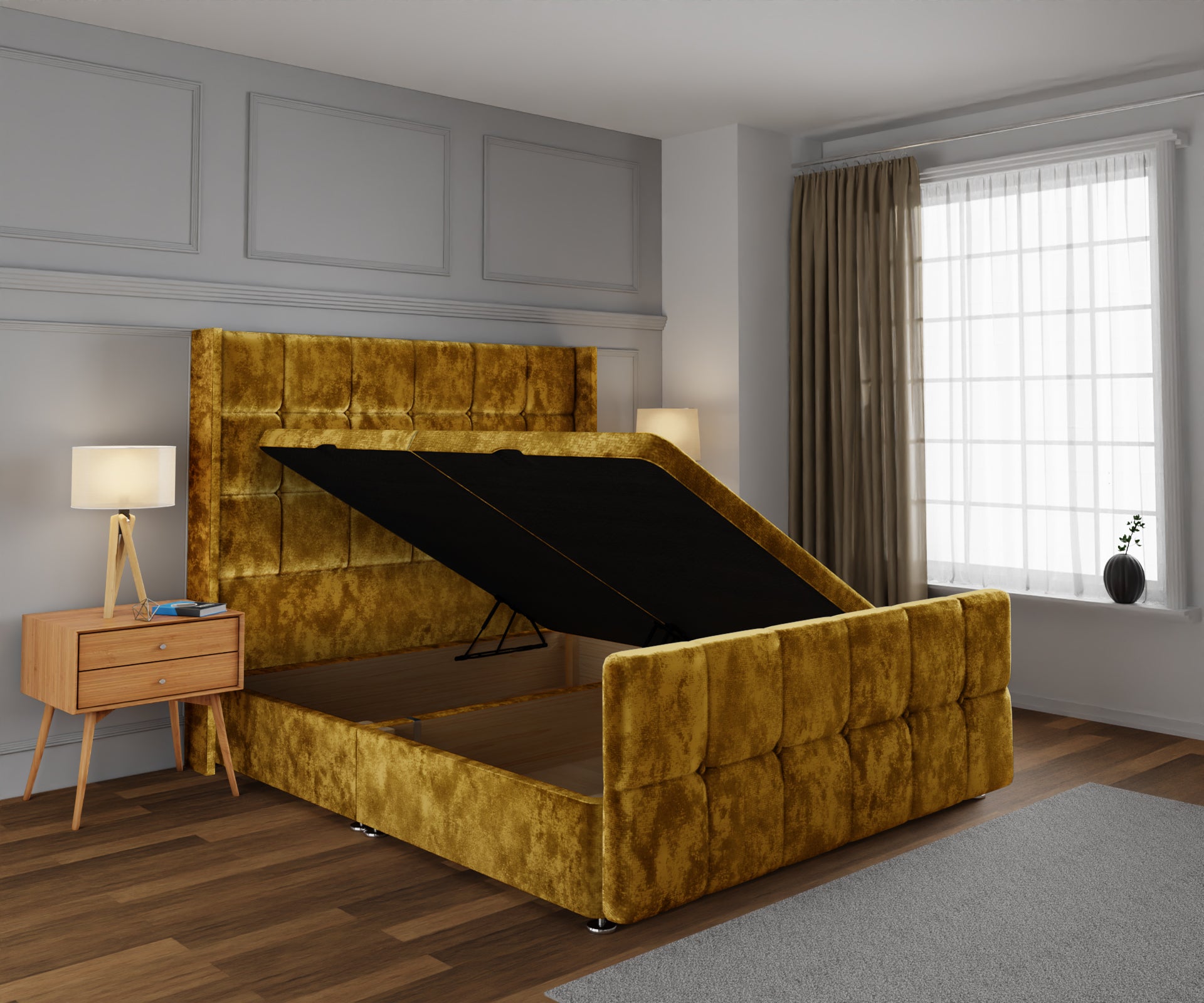 Mayfair Ottoman Storage Divan Bed Base And Headboard With Footboard