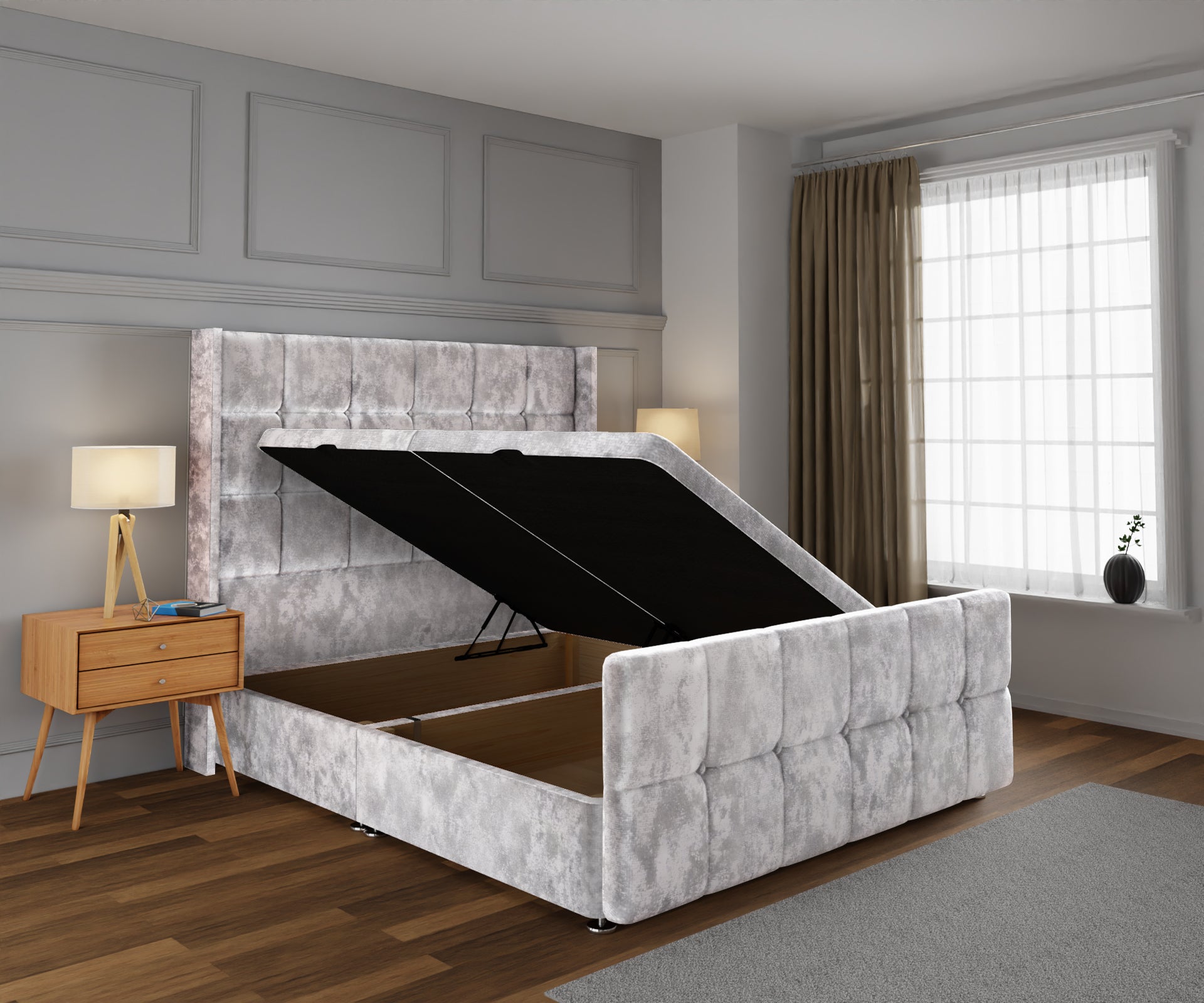 Mayfair Ottoman Storage Divan Bed Base And Headboard With Footboard