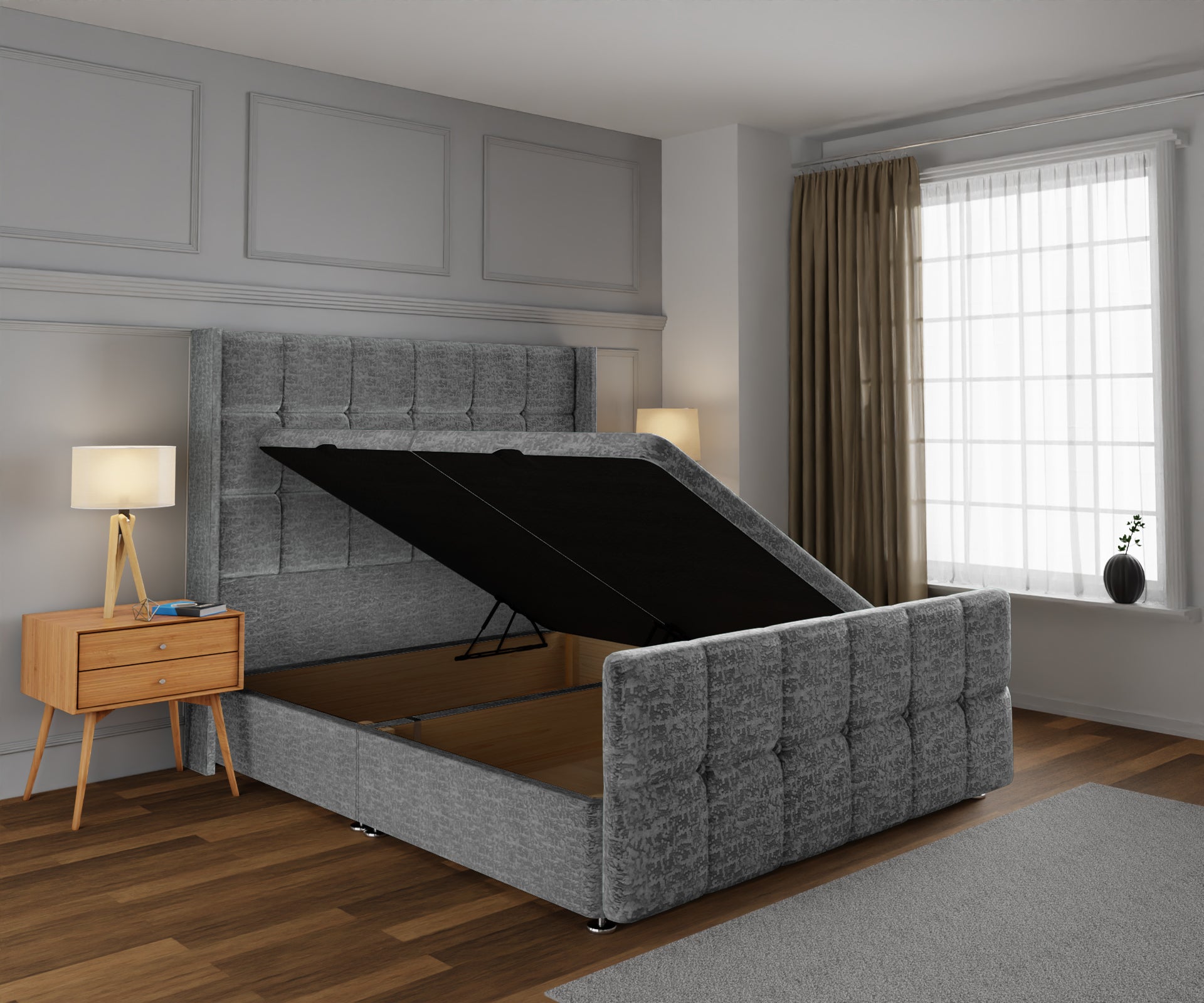 Mayfair Ottoman Storage Divan Bed Base And Headboard With Footboard