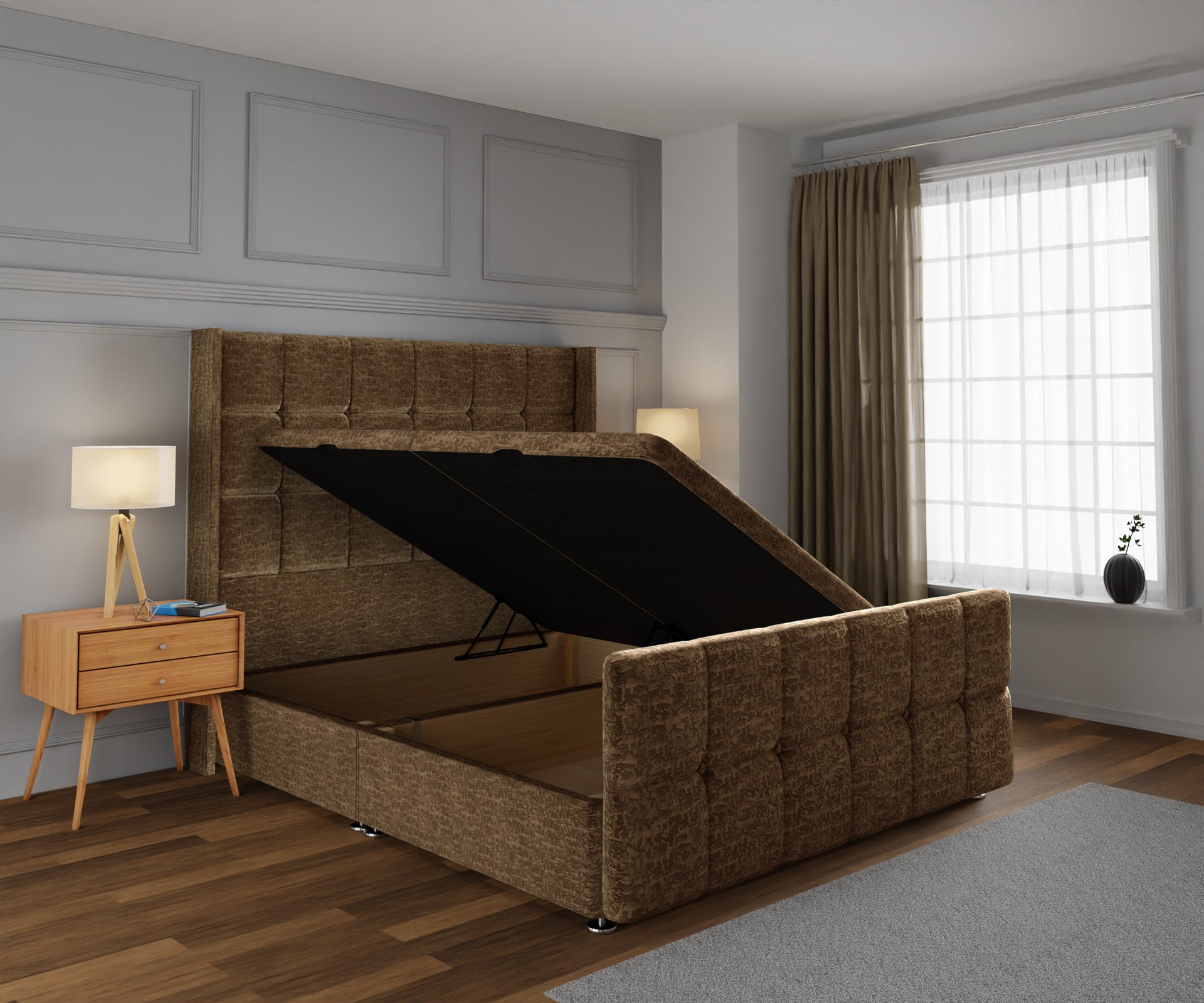 Mayfair Ottoman Storage Divan Bed Base And Headboard With Footboard