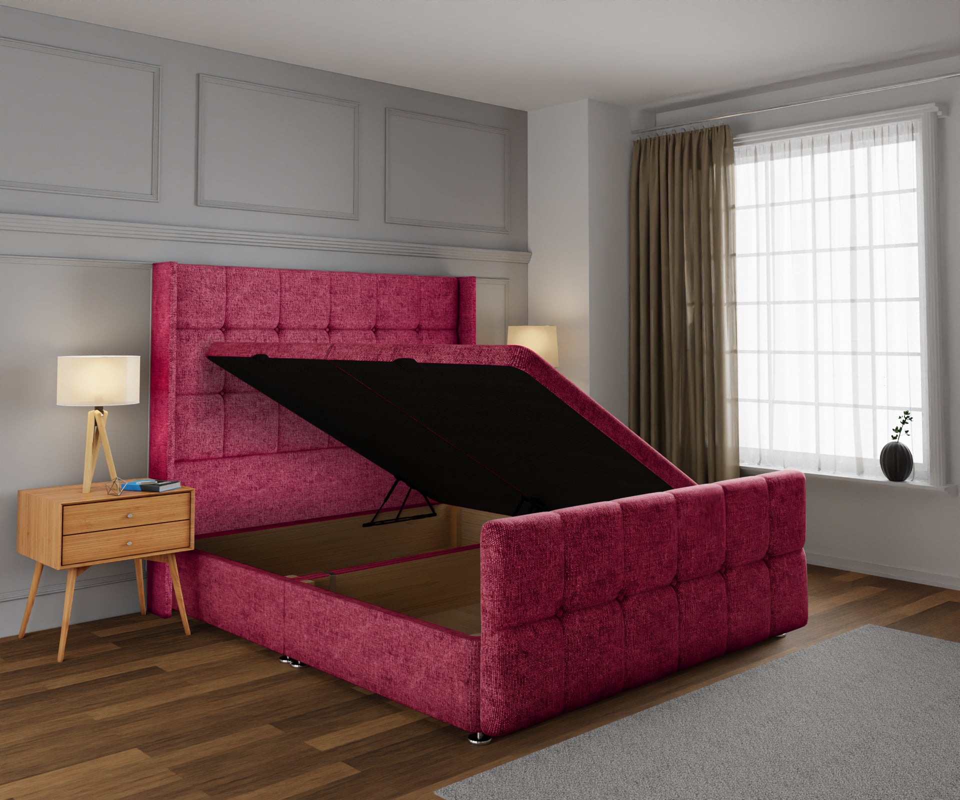 Mayfair Ottoman Storage Divan Bed Base And Headboard With Footboard