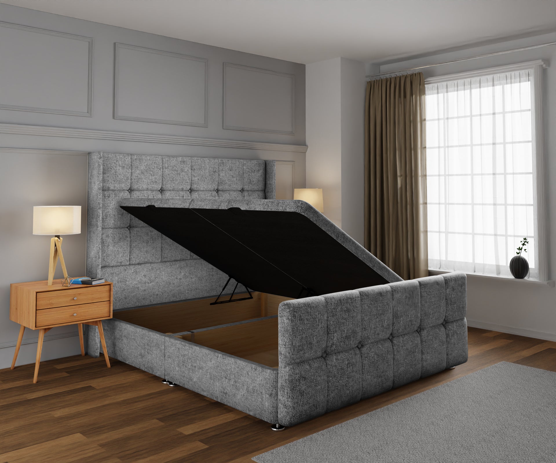 Mayfair Ottoman Storage Divan Bed Base And Headboard With Footboard