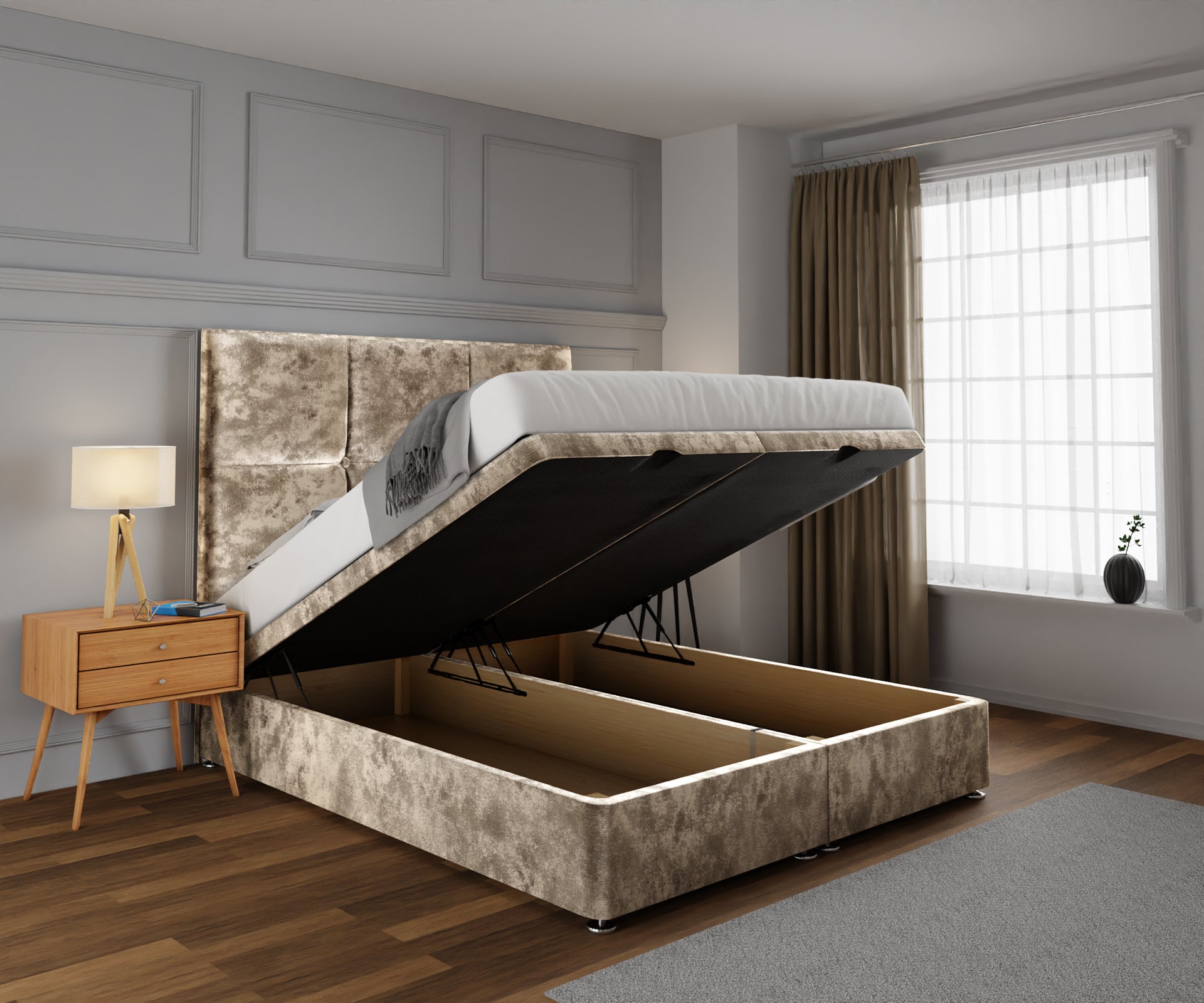 Mia Cube Large Ottoman Storage Divan Bed Set