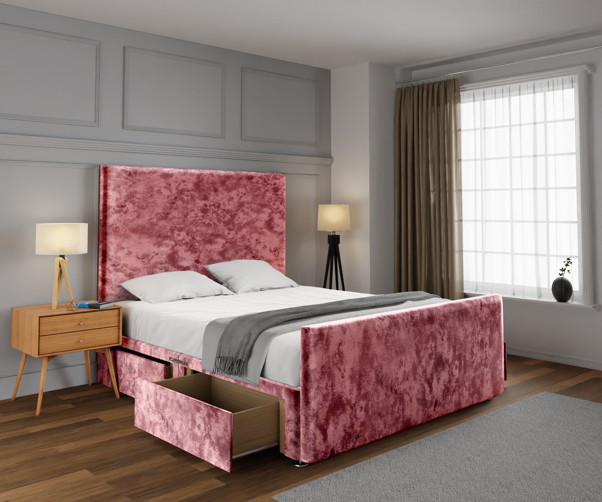 Olivia Plain Divan Bed Set With Footboard