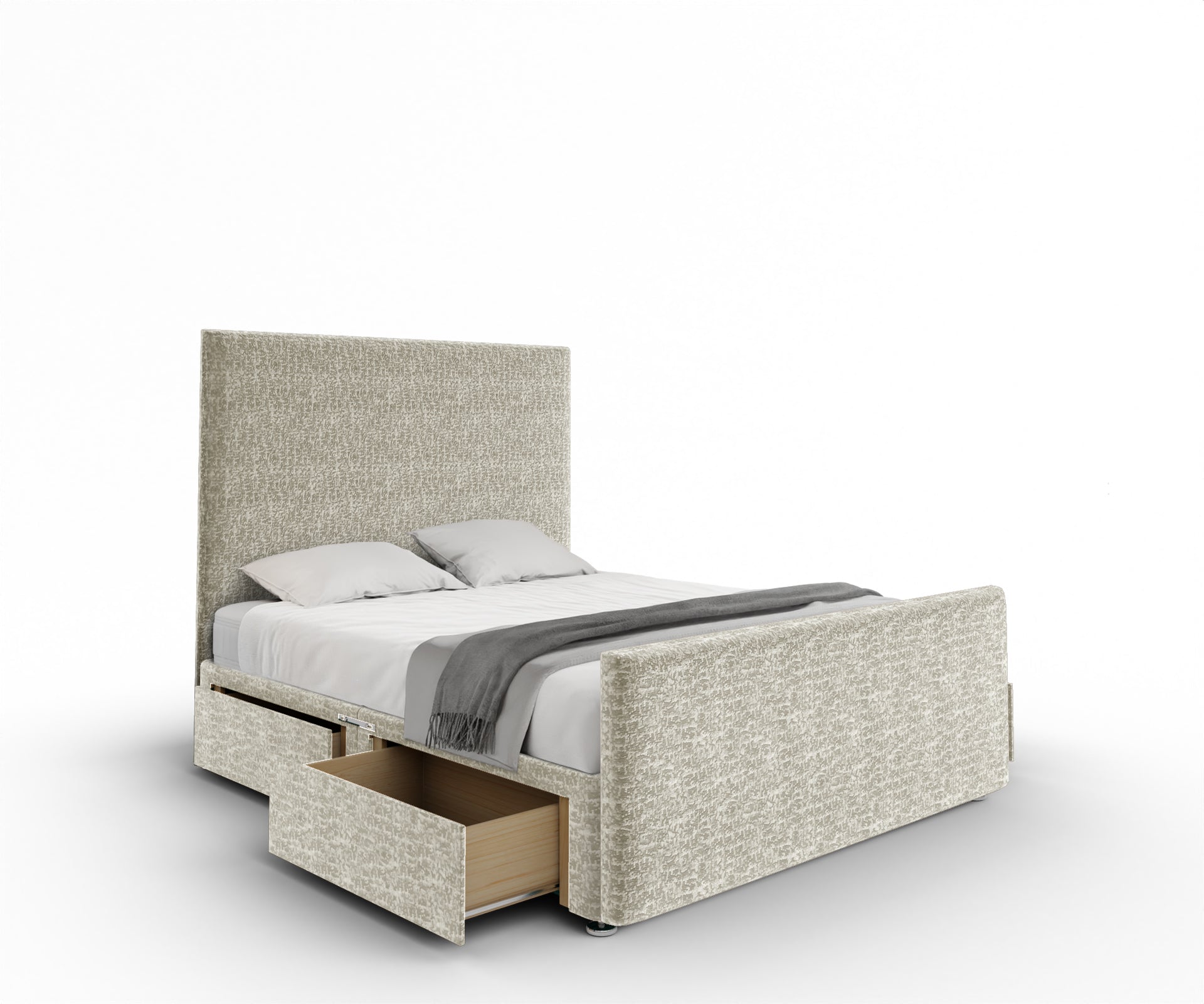 Olivia Plain Divan Bed Set With Footboard