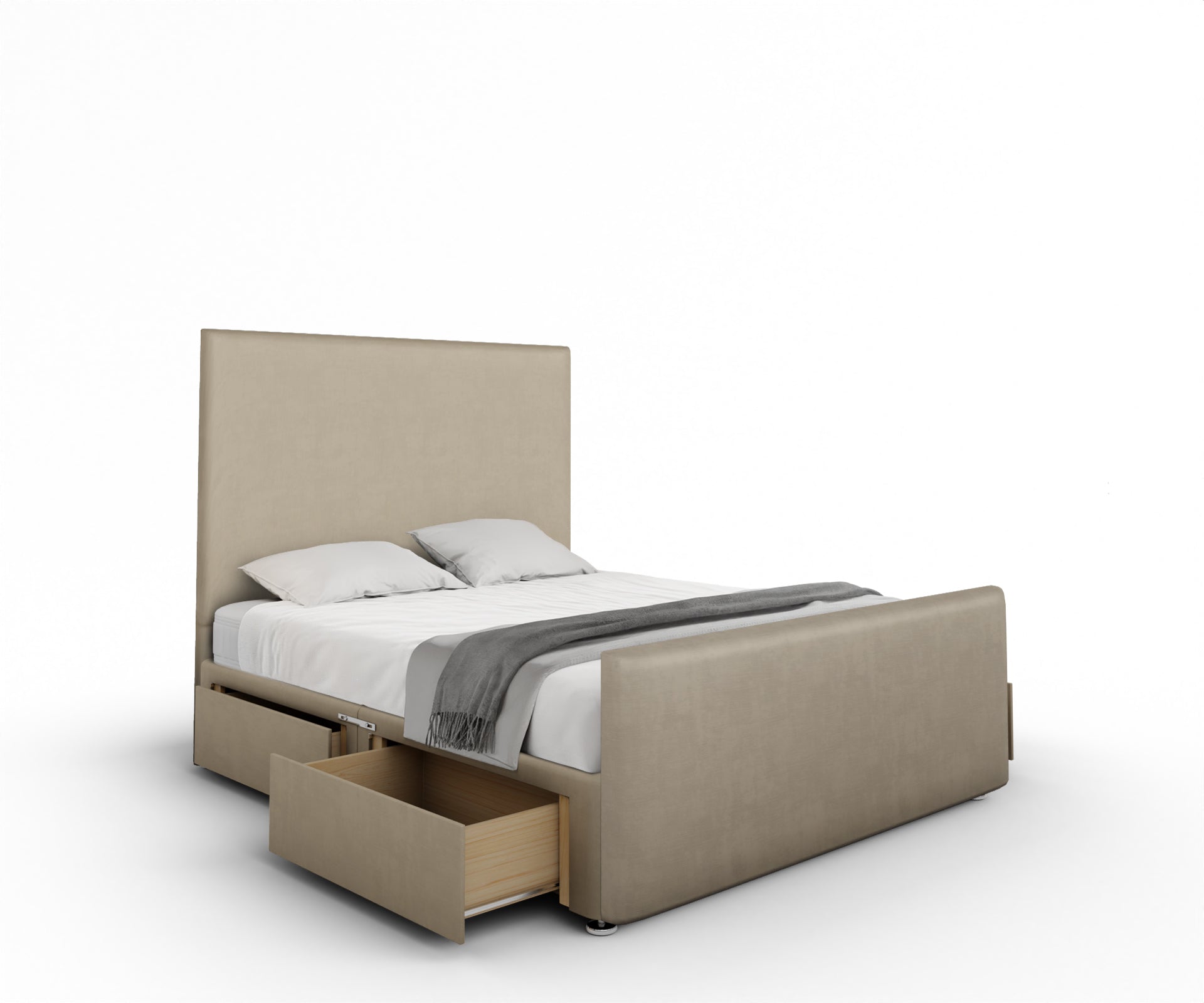 Olivia Plain Divan Bed Set With Footboard