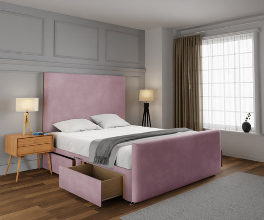 Olivia Plain Divan Bed Set With Footboard