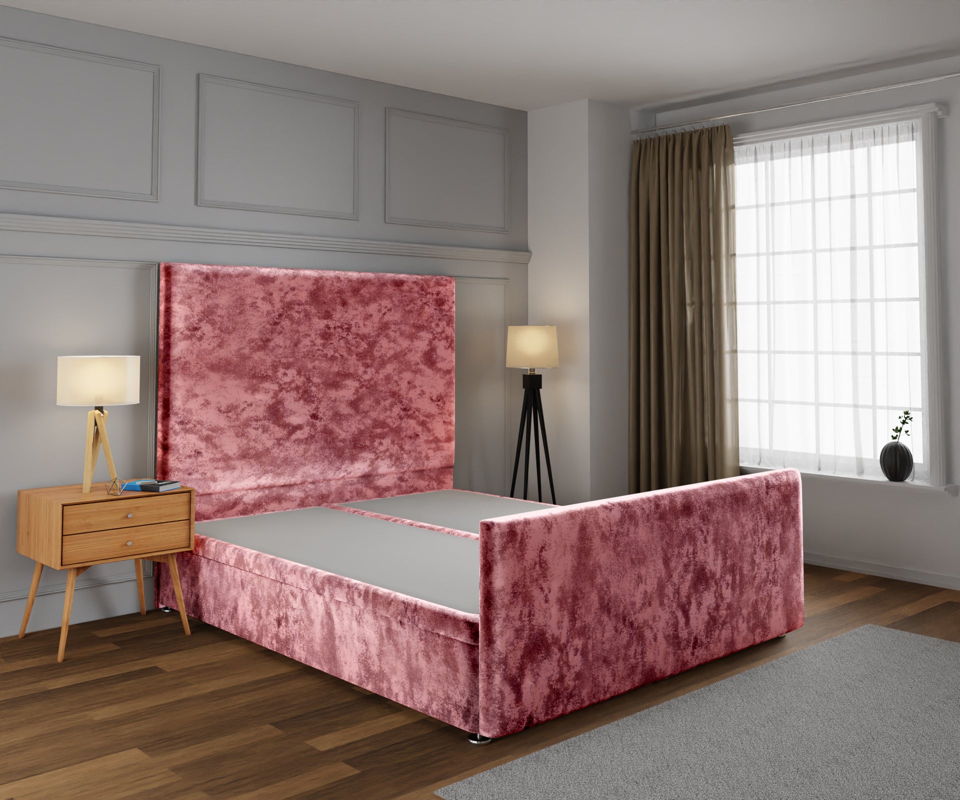 Olivia Plain Ottoman Storage Divan Bed Base And Headboard With Footboard