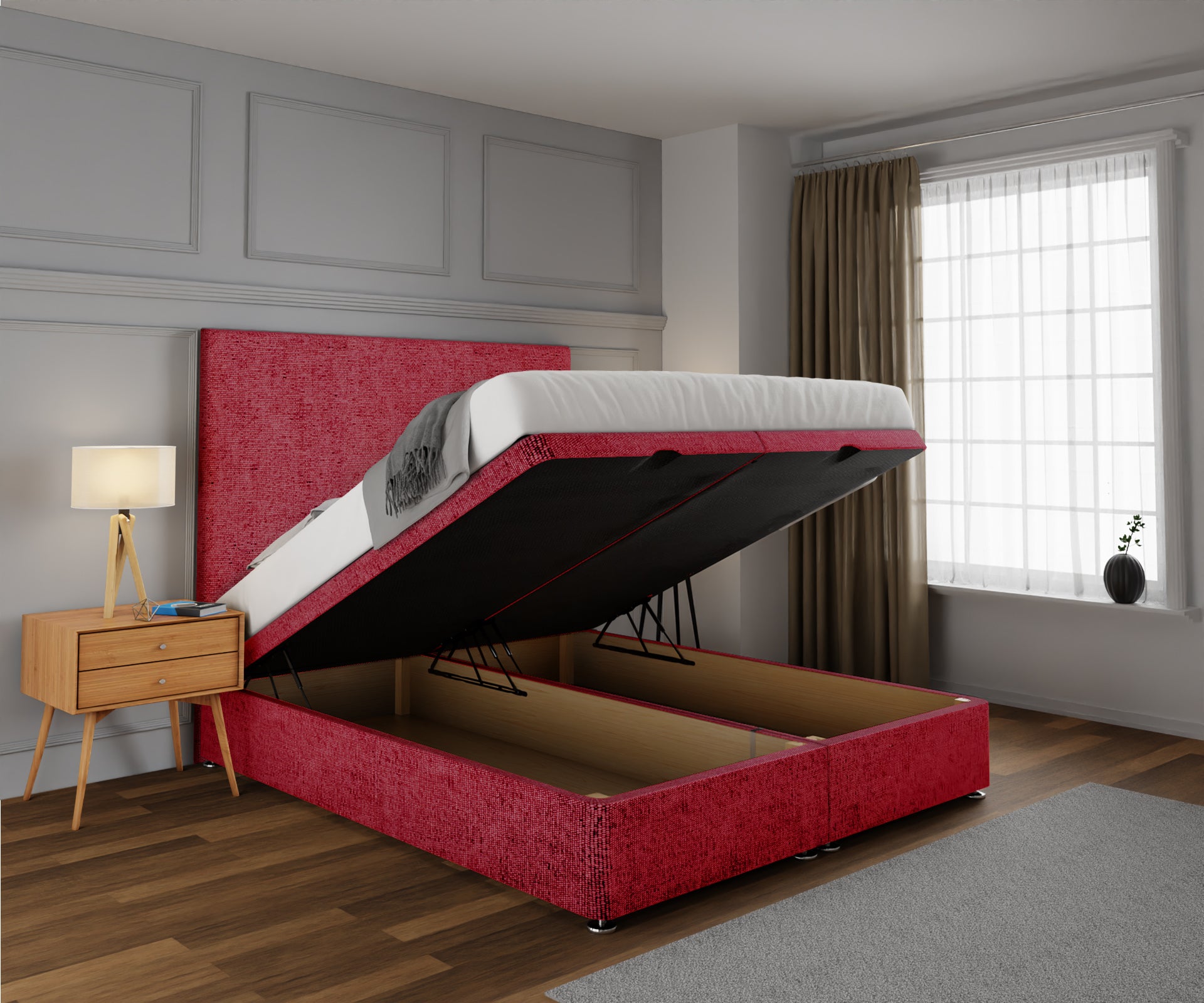 Olivia Plain Ottoman Storage Divan Bed Set