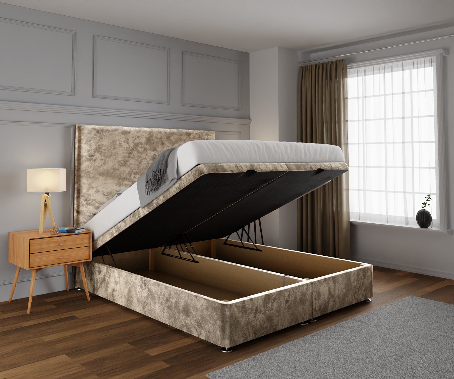 Olivia Plain Ottoman Storage Divan Bed Set