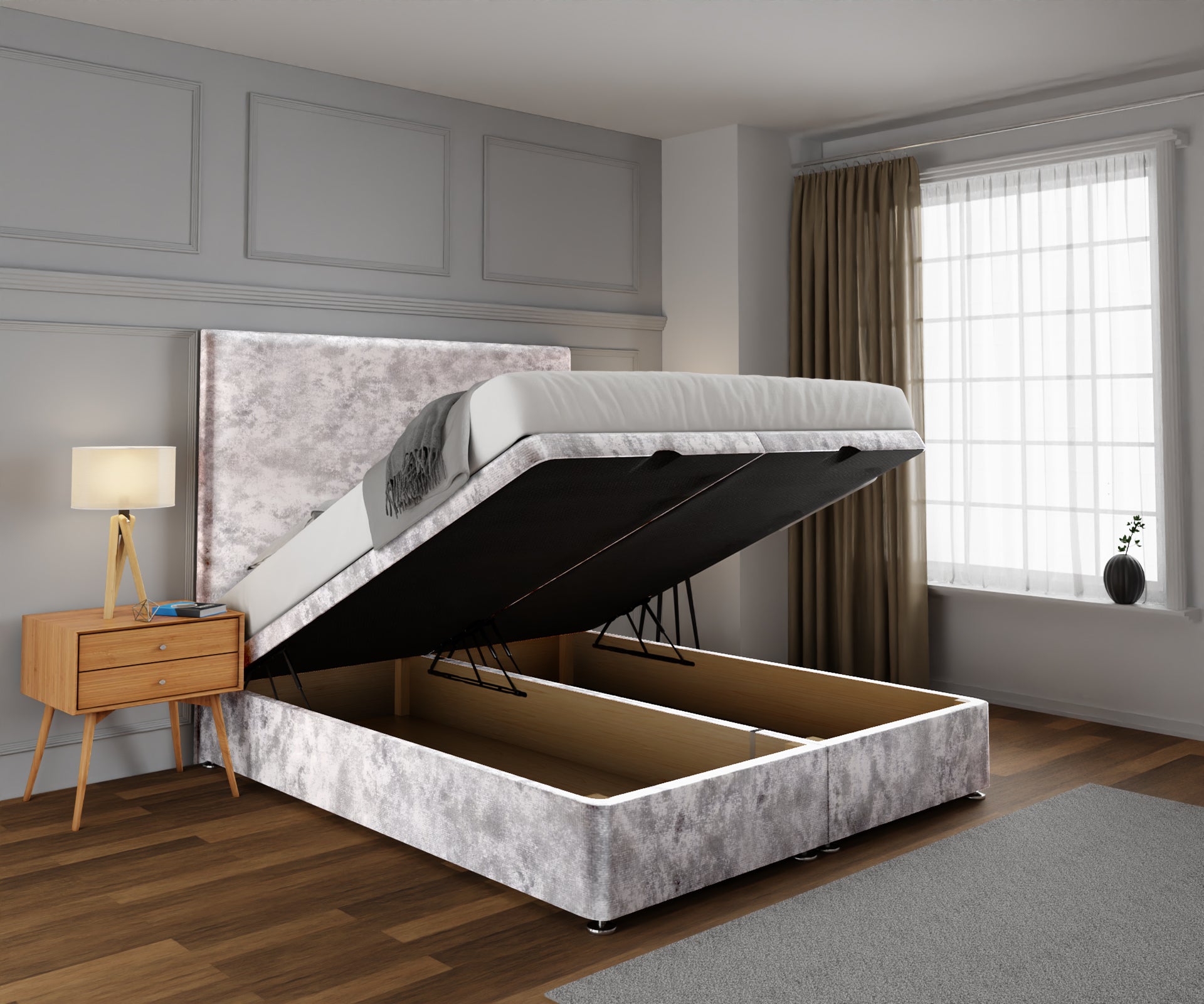 Olivia Plain Ottoman Storage Divan Bed Set