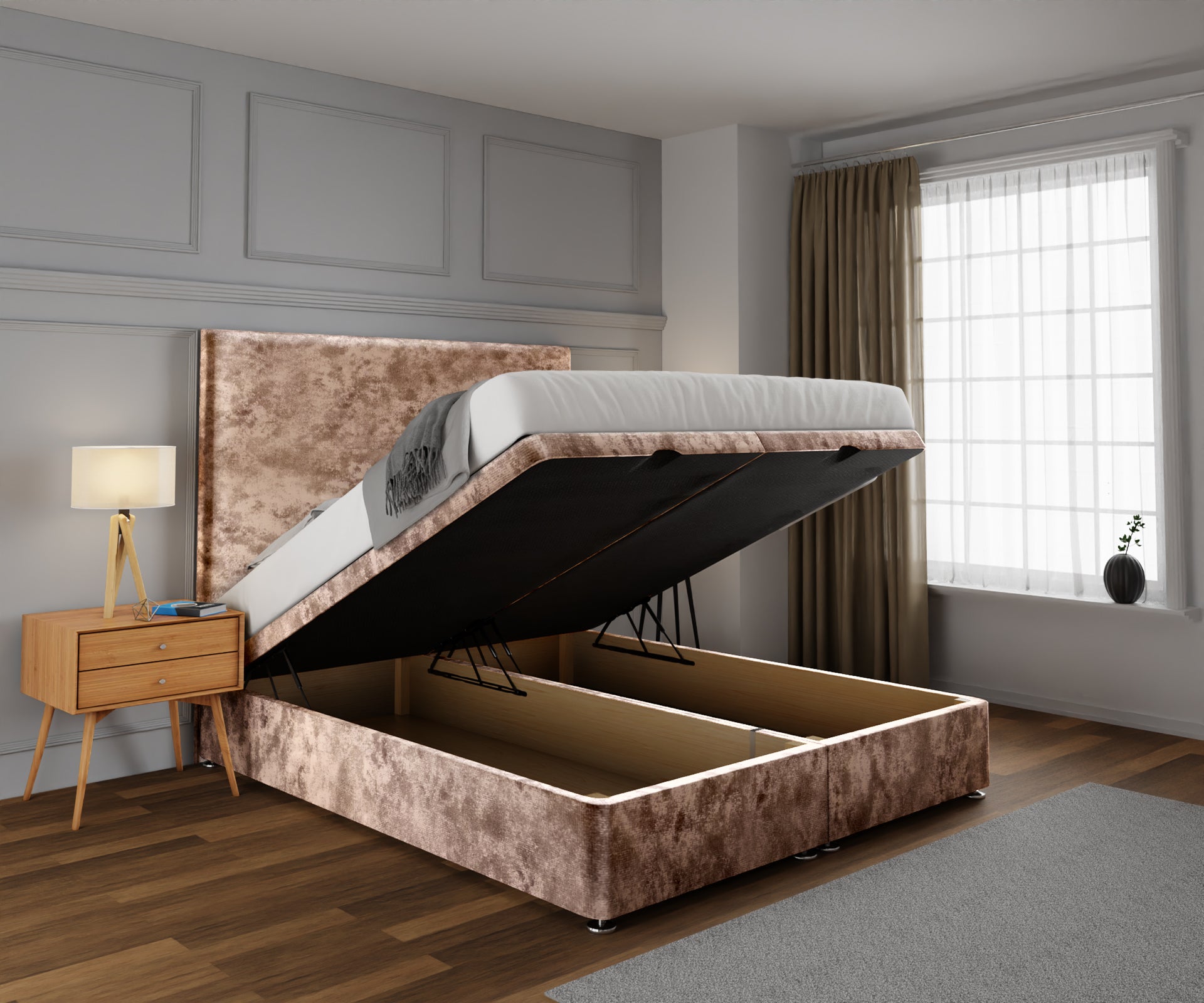 Olivia Plain Ottoman Storage Divan Bed Set