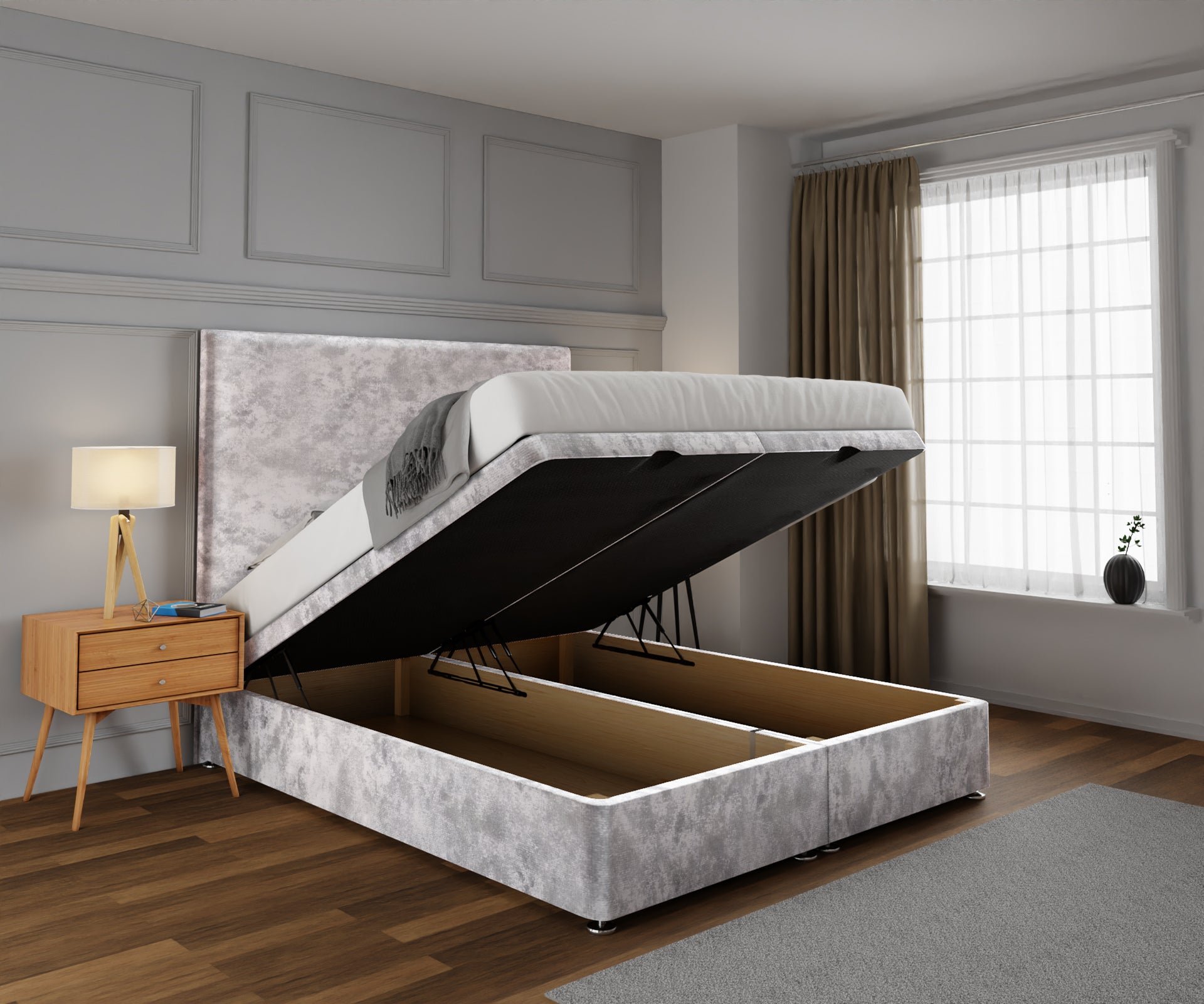 Olivia Plain Ottoman Storage Divan Bed Set