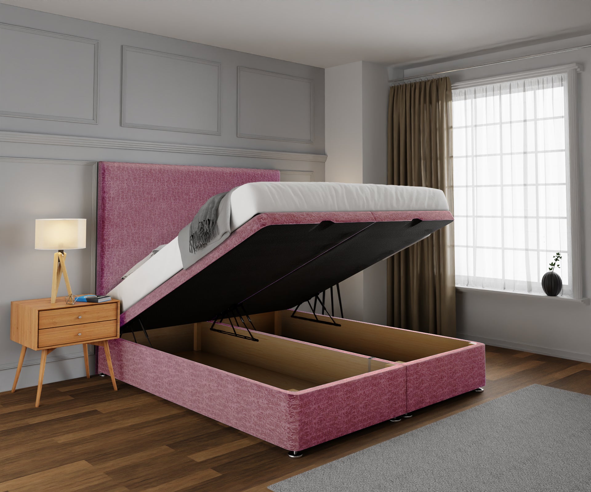 Olivia Plain Ottoman Storage Divan Bed Set