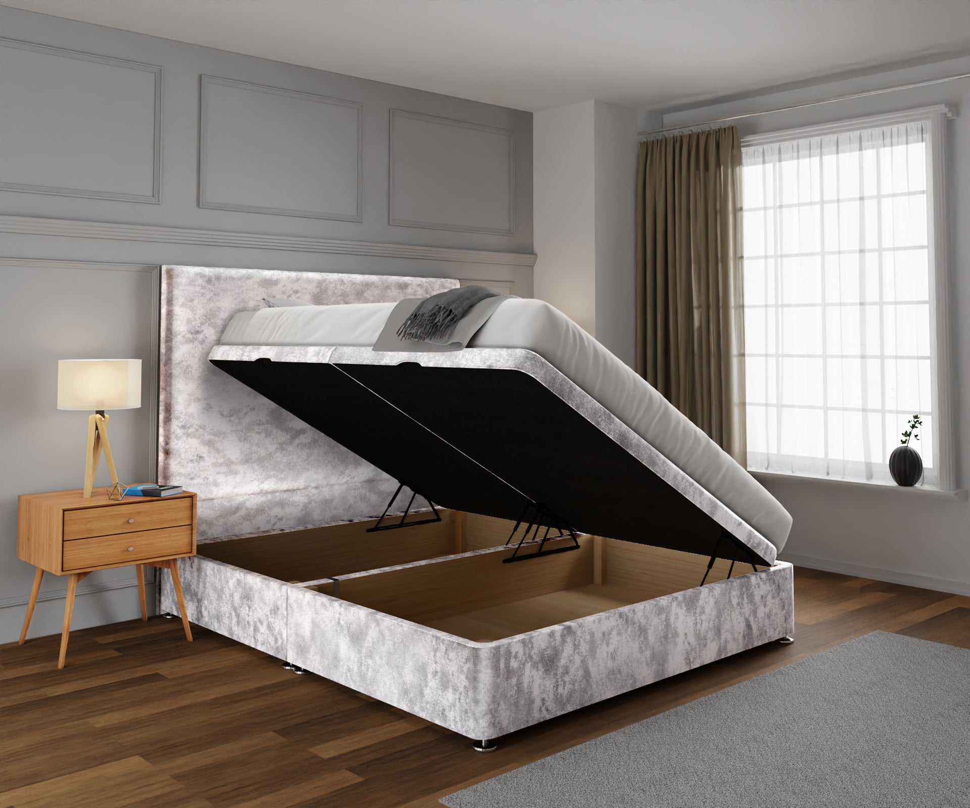 Olivia Plain Ottoman Storage Divan Bed Set